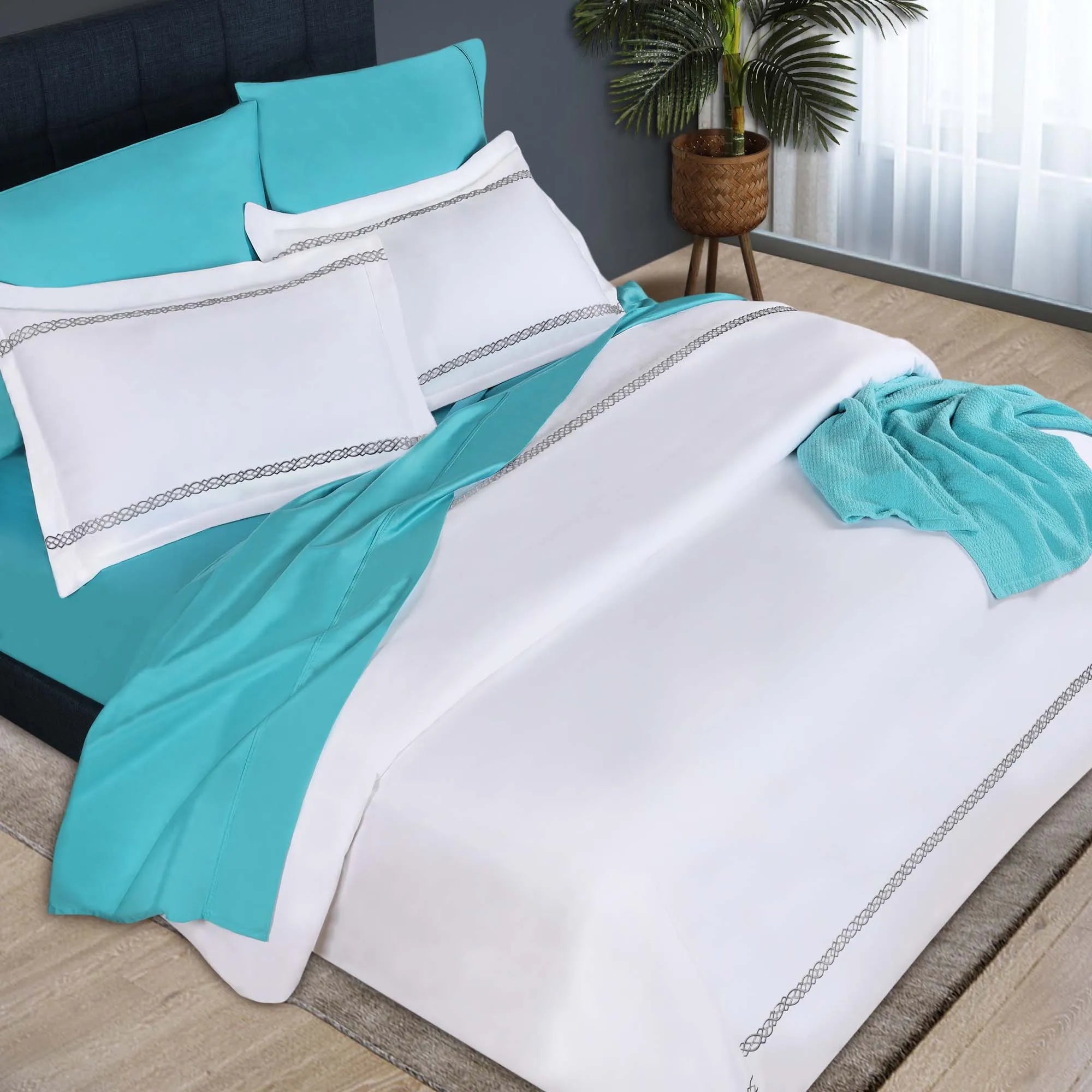 1000 Thread Count Egyptian Cotton Embroidered Duvet Cover - Egyptian Cotton Duvet Cover Set by Superior Brand