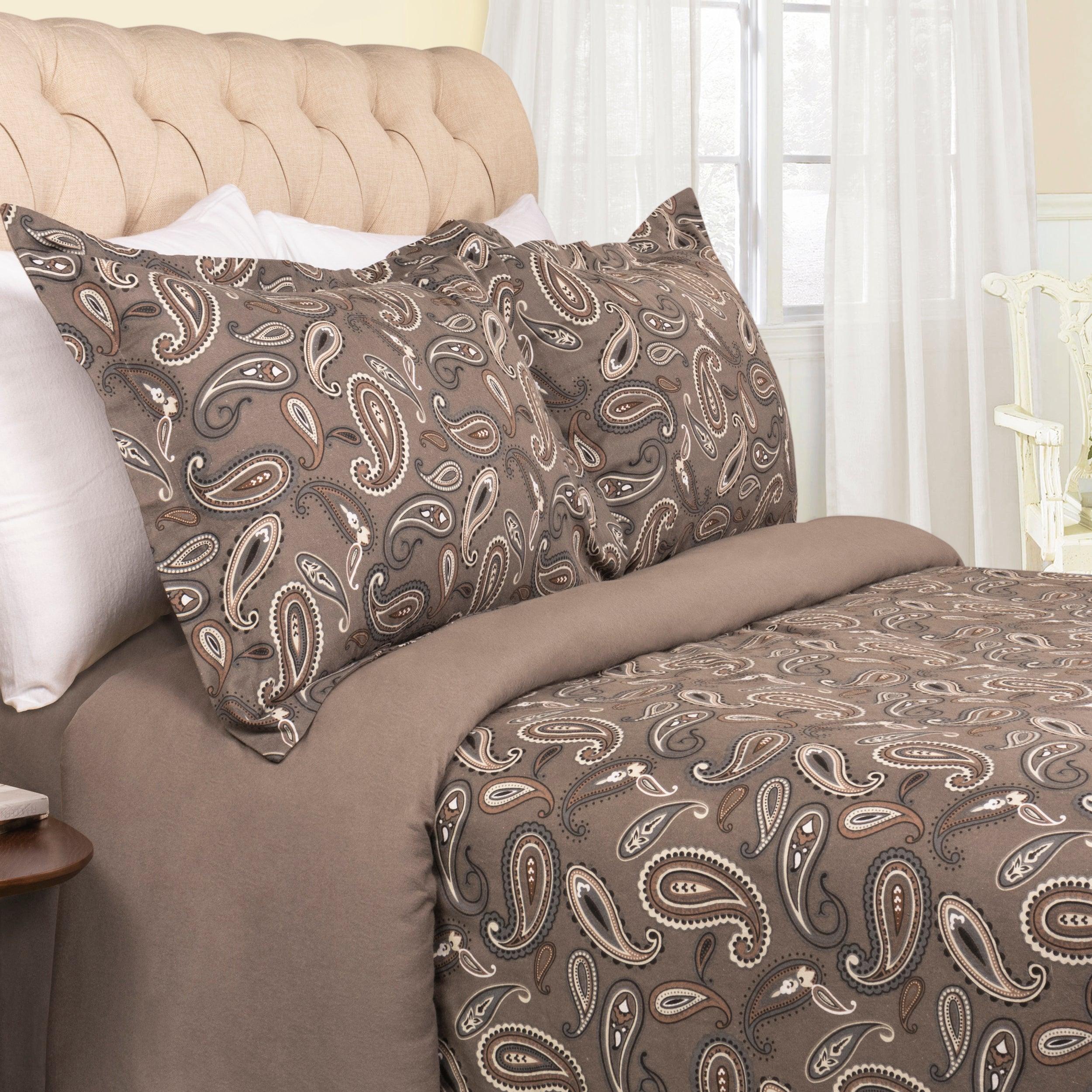 100% Cotton Flannel Paisley Luxury Duvet Cover Set - Duvet Cover Set by Superior Brand