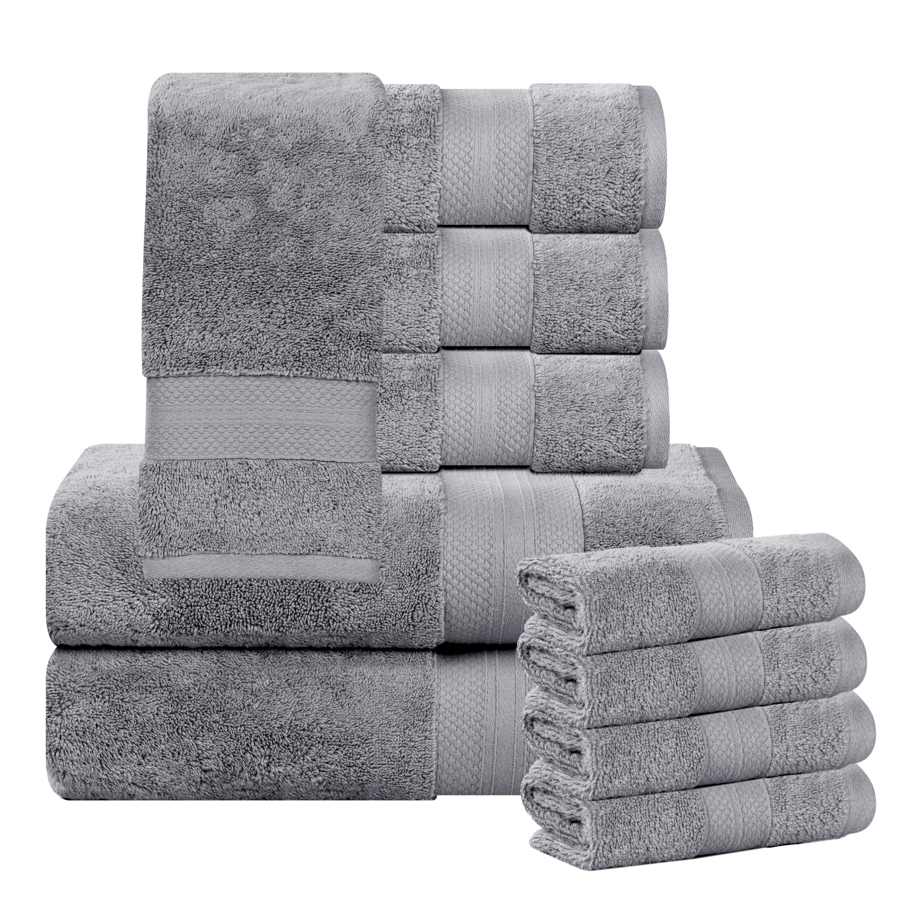 Aria Turkish Cotton Heavyweight Absorbent Solid 10 Piece Plush Towel Set - Towel Set by Superior Brand