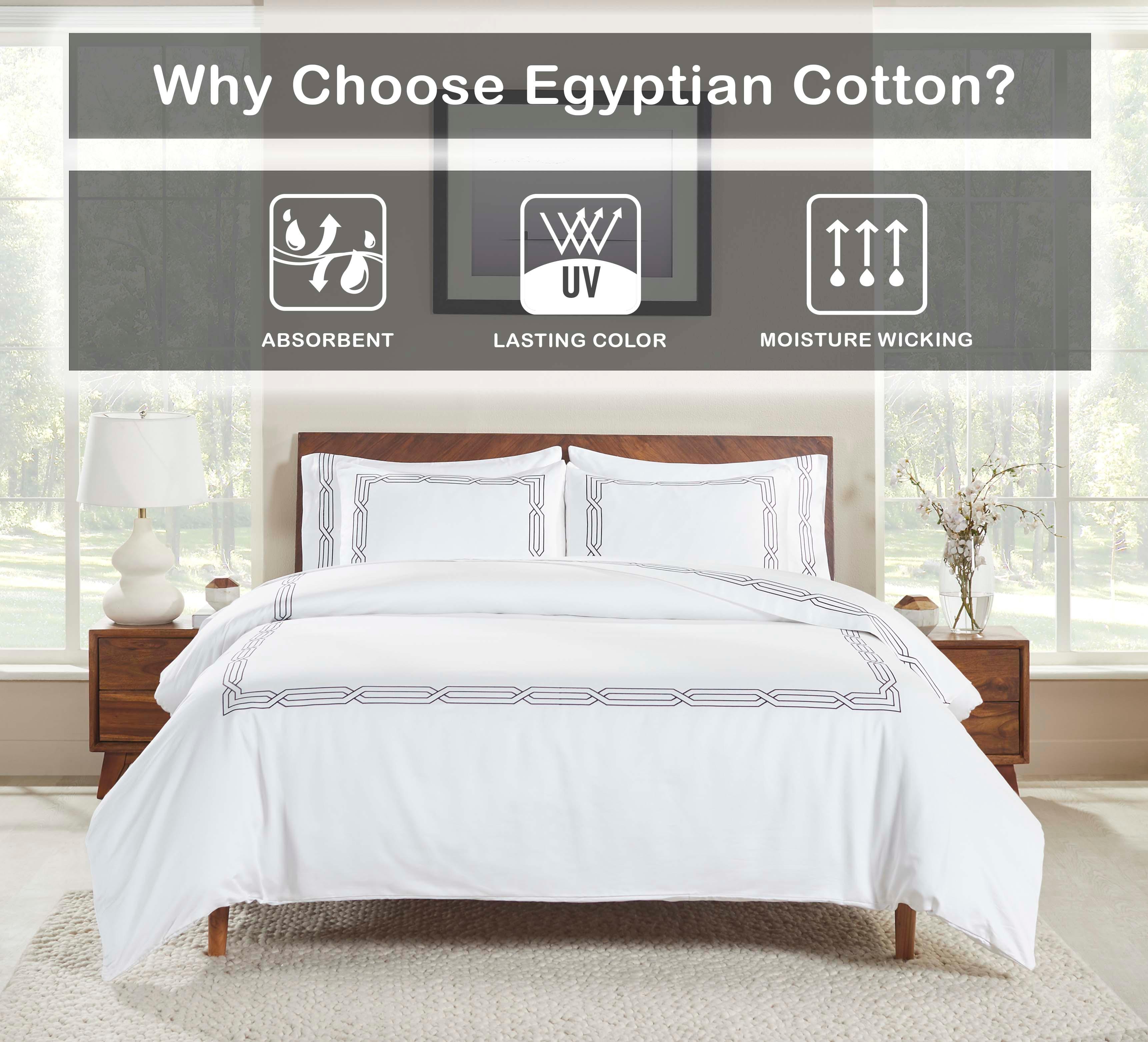 1200 Thread Count Egyptian Cotton Embroidered Duvet Cover - Egyptian Cotton Duvet Cover Set by Superior Brand