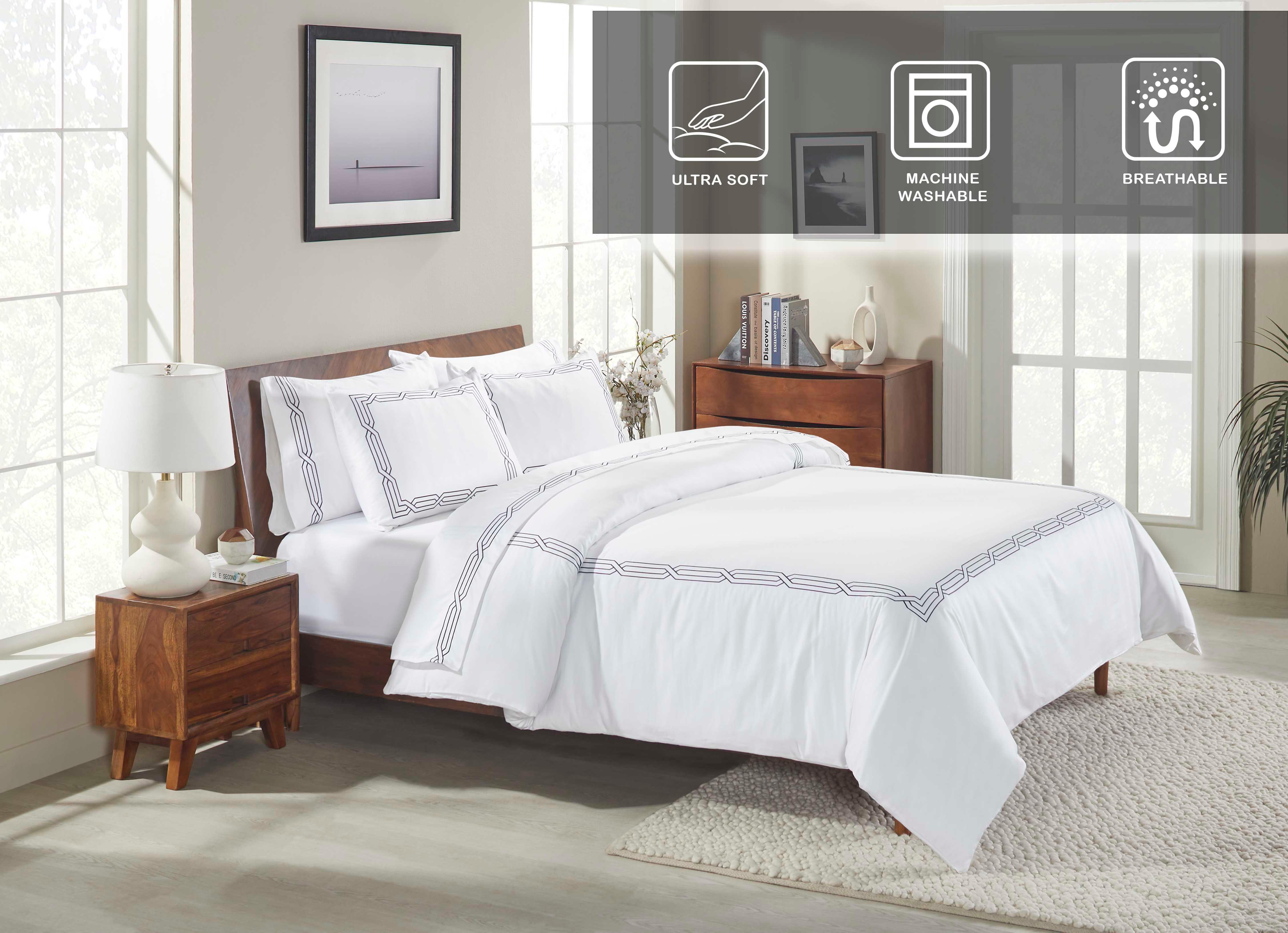 1200 Thread Count Egyptian Cotton Embroidered Duvet Cover - Egyptian Cotton Duvet Cover Set by Superior Brand