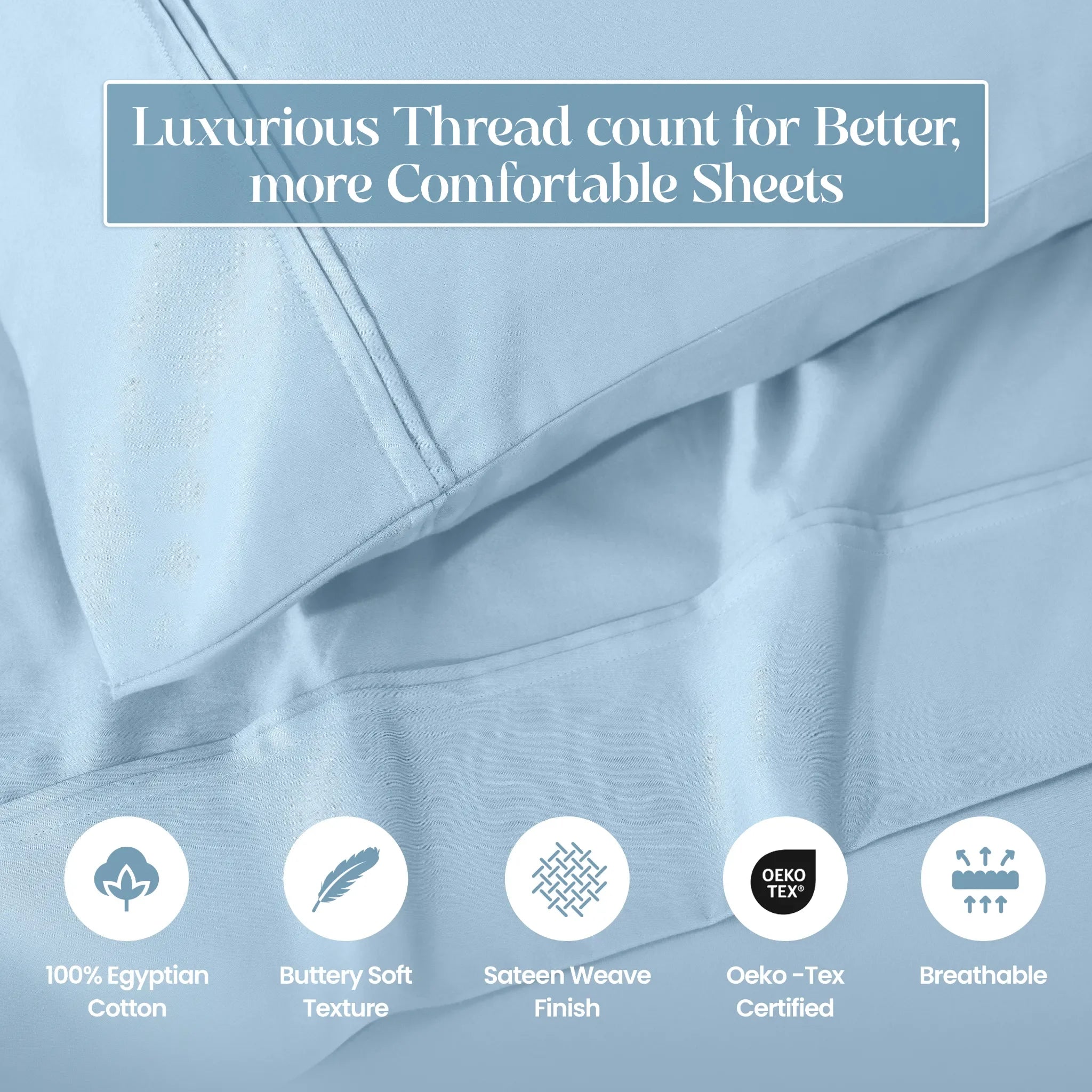 1200 Thread Count Egyptian Cotton Sateen Sheet Set - Egyptian Cotton Sheet Set by Superior Brand