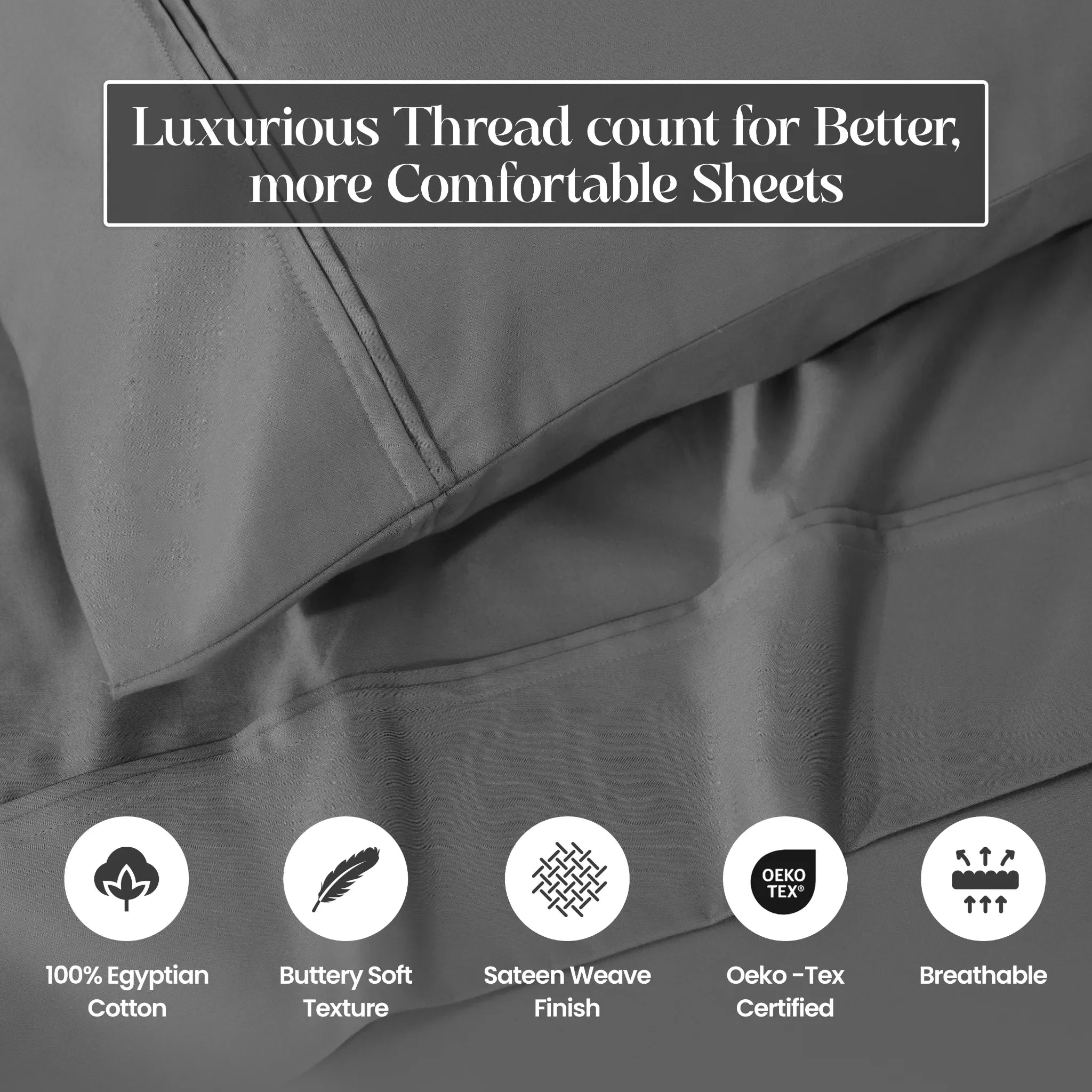 1200 Thread Count Egyptian Cotton Sateen Sheet Set - Egyptian Cotton Sheet Set by Superior Brand