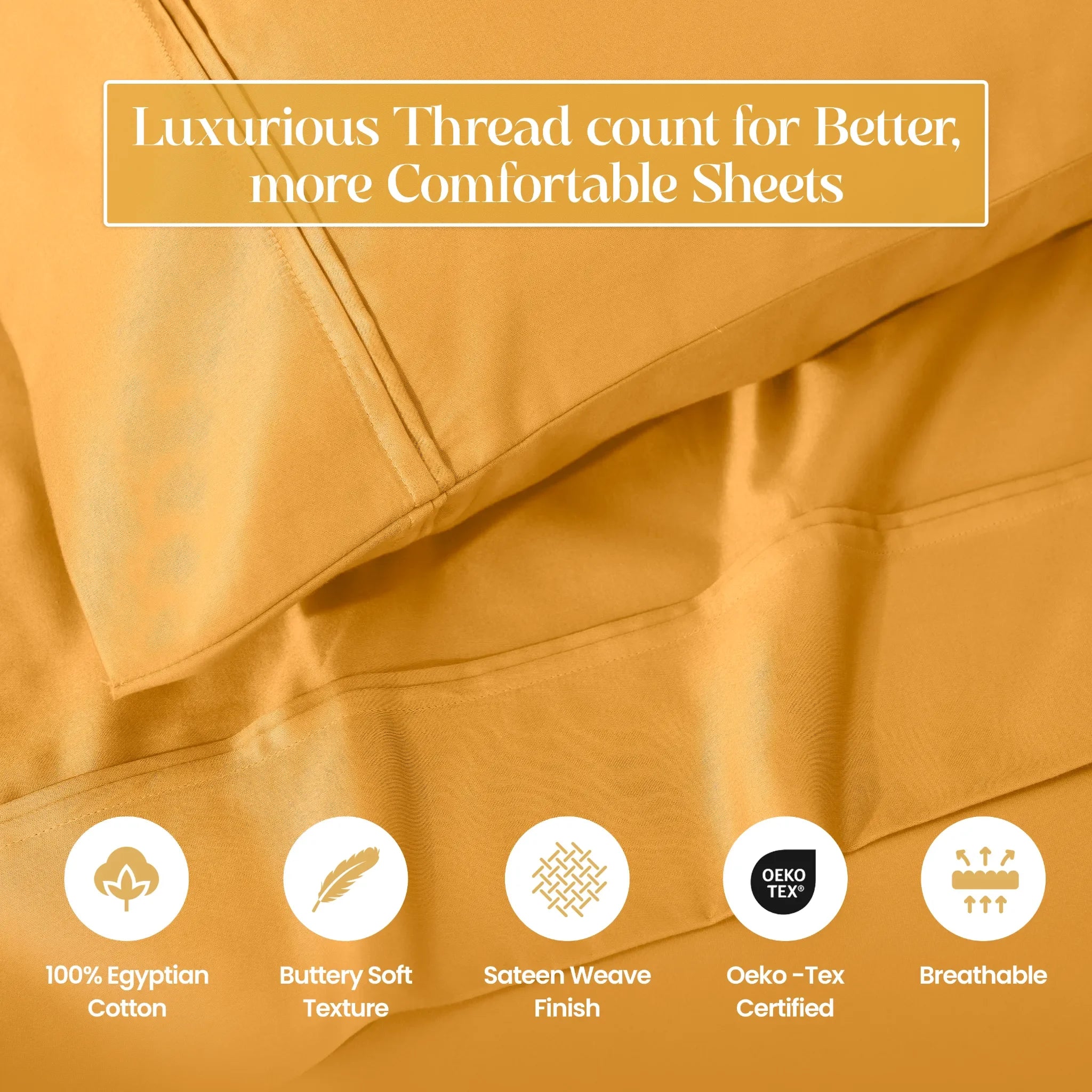 1200 Thread Count Egyptian Cotton Sateen Sheet Set - Egyptian Cotton Sheet Set by Superior Brand