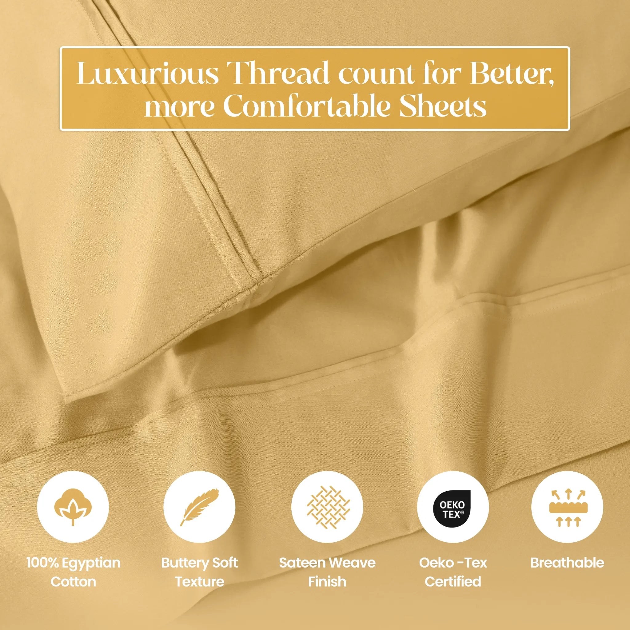 1200 Thread Count Egyptian Cotton Sateen Sheet Set - Egyptian Cotton Sheet Set by Superior Brand