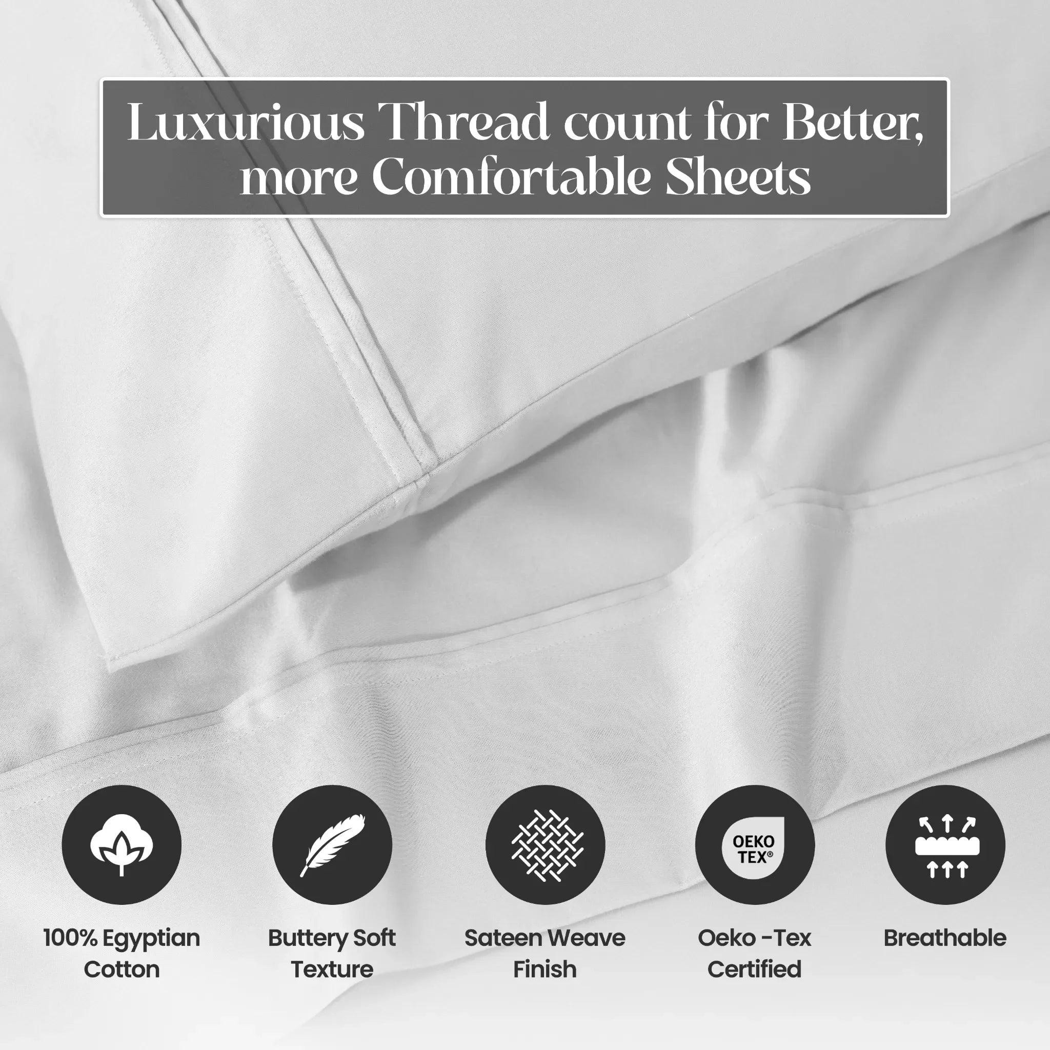1200 Thread Count Egyptian Cotton Sateen Sheet Set - Egyptian Cotton Sheet Set by Superior Brand