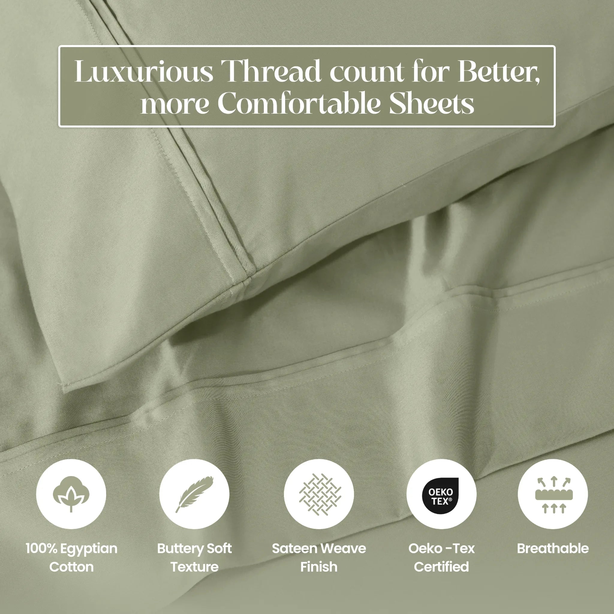 1200 Thread Count Egyptian Cotton Sateen Sheet Set - Egyptian Cotton Sheet Set by Superior Brand