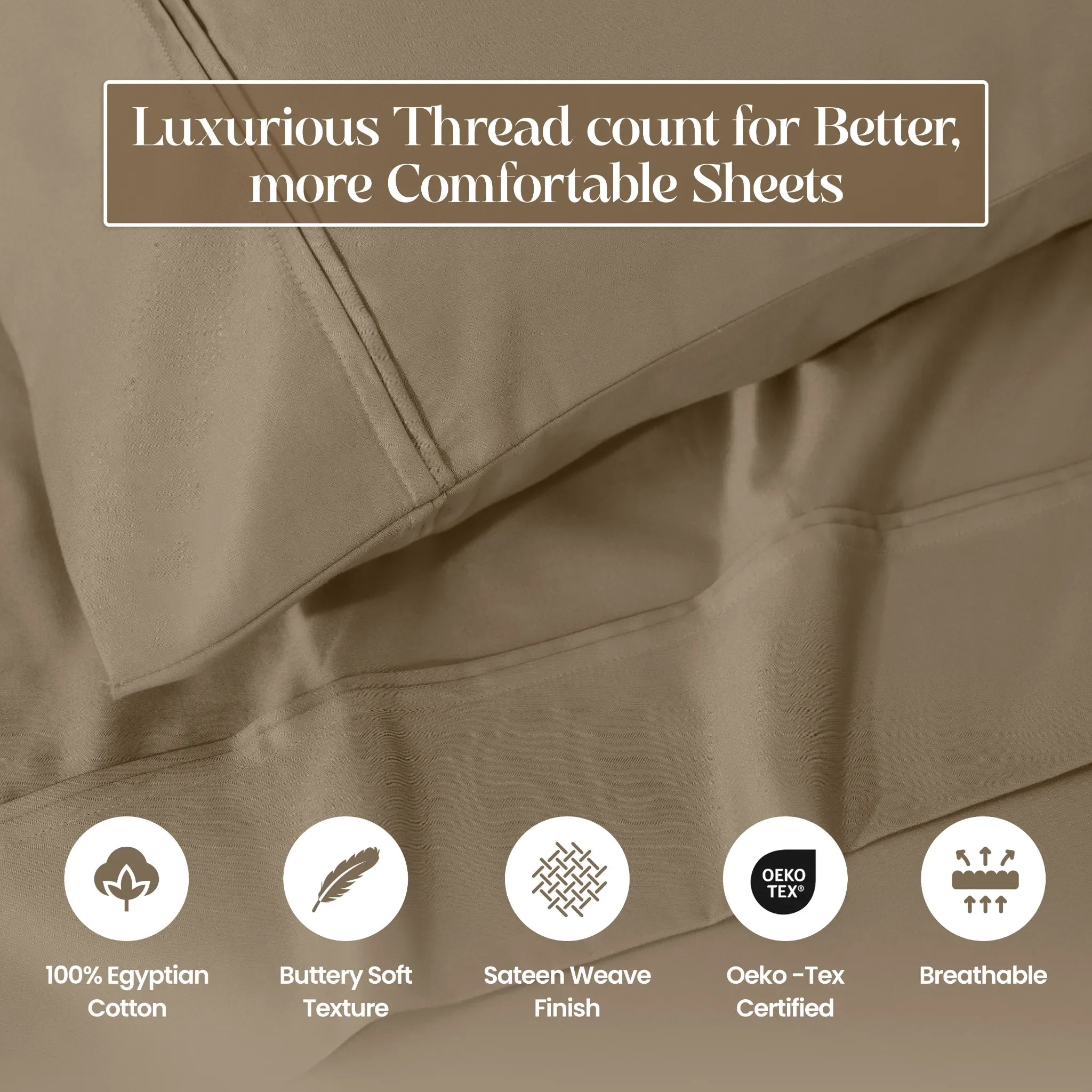 1200 Thread Count Egyptian Cotton Sateen Sheet Set - Egyptian Cotton Sheet Set by Superior Brand