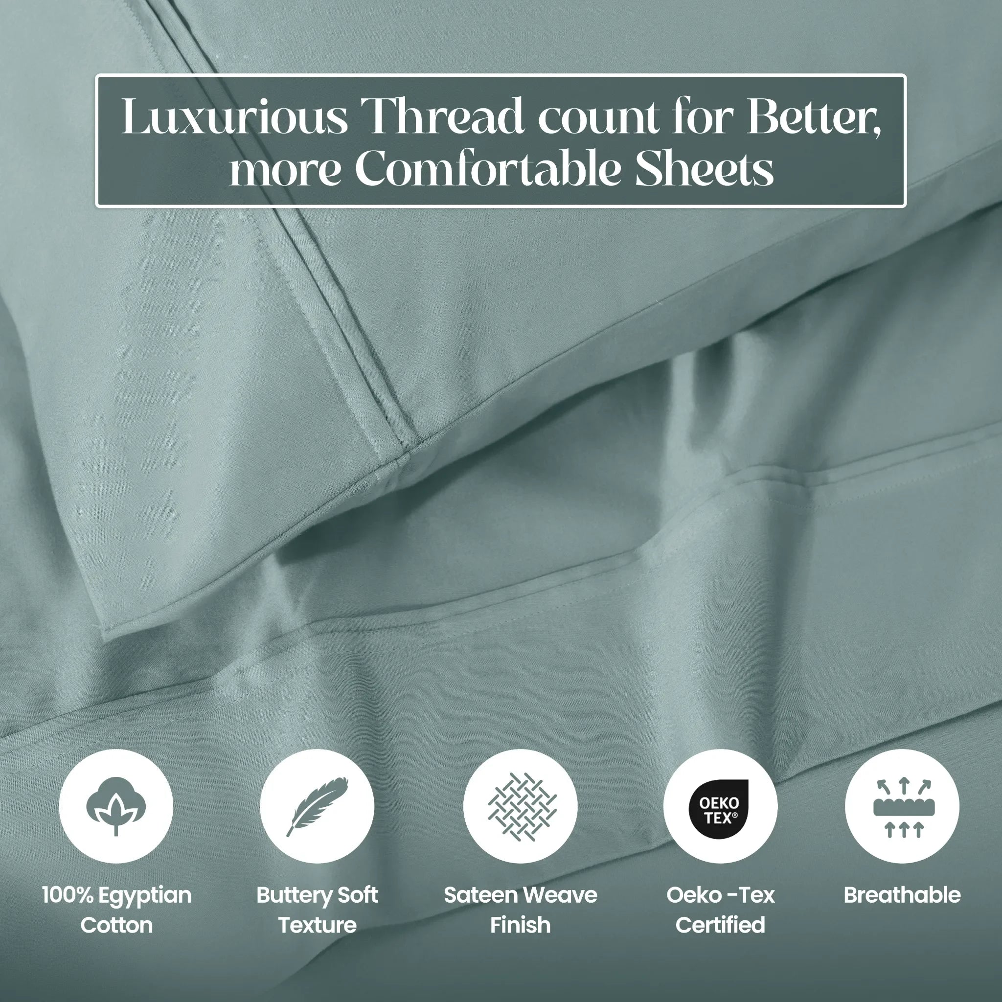 1200 Thread Count Egyptian Cotton Sateen Sheet Set - Egyptian Cotton Sheet Set by Superior Brand