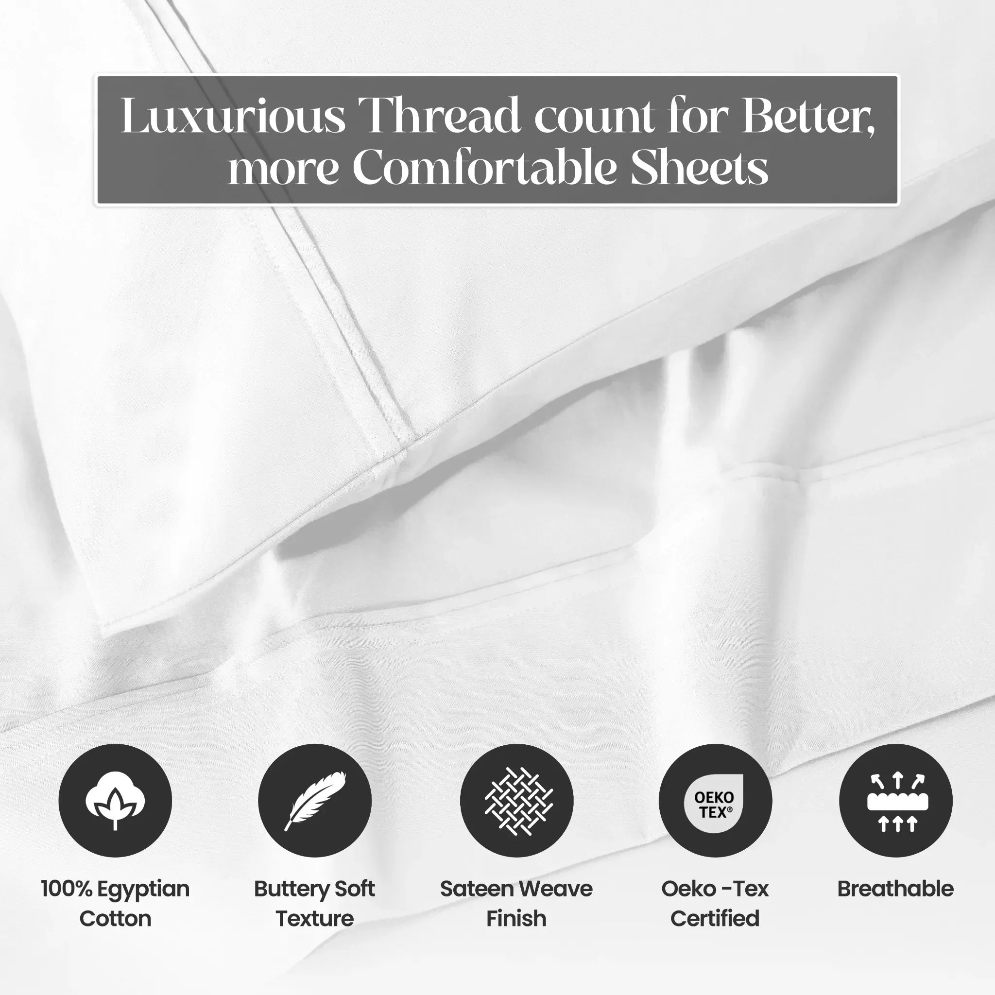 1200 Thread Count Egyptian Cotton Sateen Sheet Set - Egyptian Cotton Sheet Set by Superior Brand