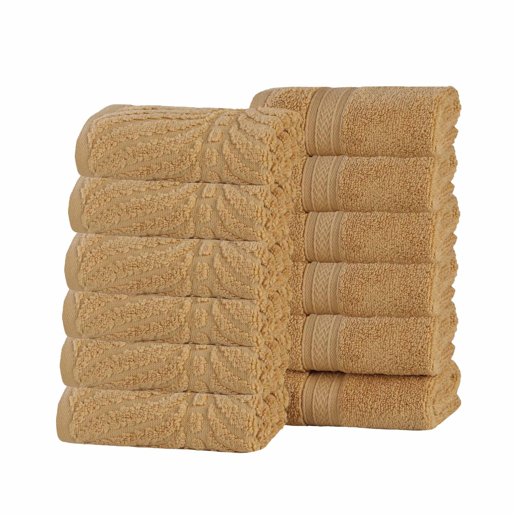 Chevron Zero Twist Cotton Solid and Jacquard Face Towel Set of 12