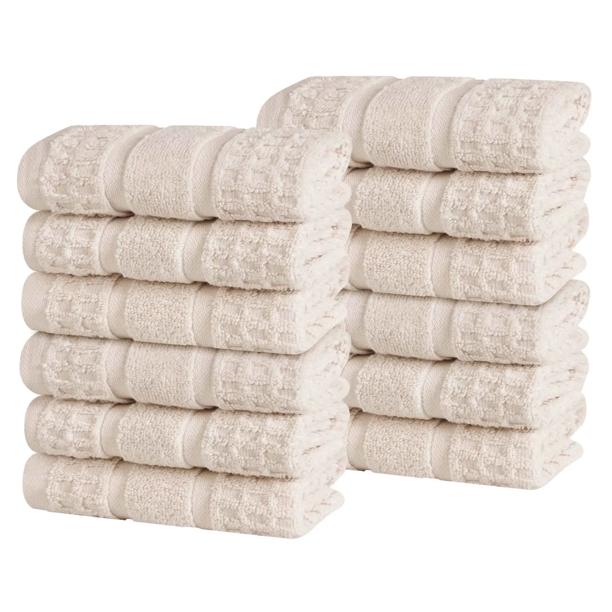 Napa Zero-Twist Cotton Waffle Face Towel Set 12 Piece - Towel Set by Superior Brand