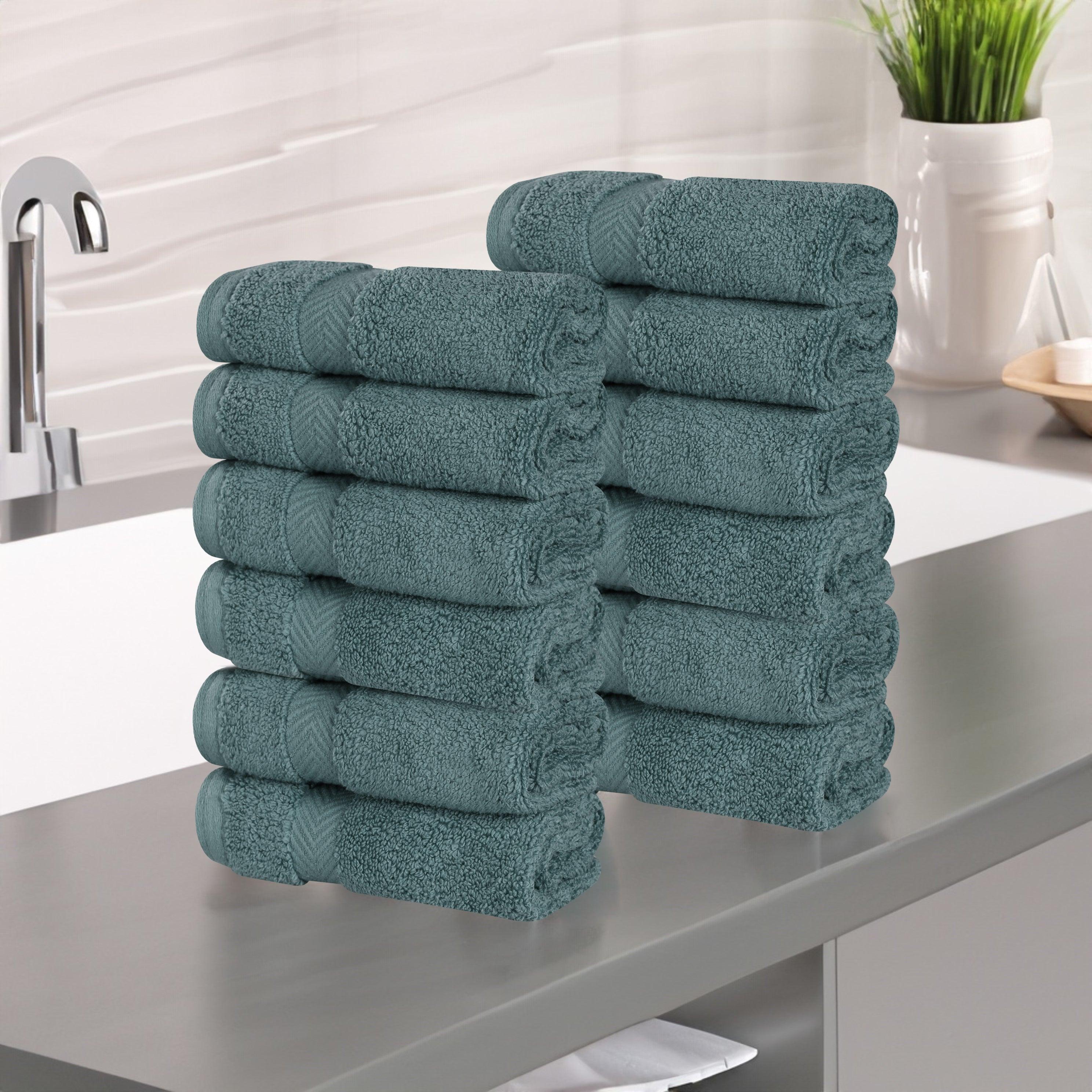 Zero Twist Cotton Ultra-Soft Absorbent Face Towel Washcloth Set of 12 - Face Towel by Superior Brand