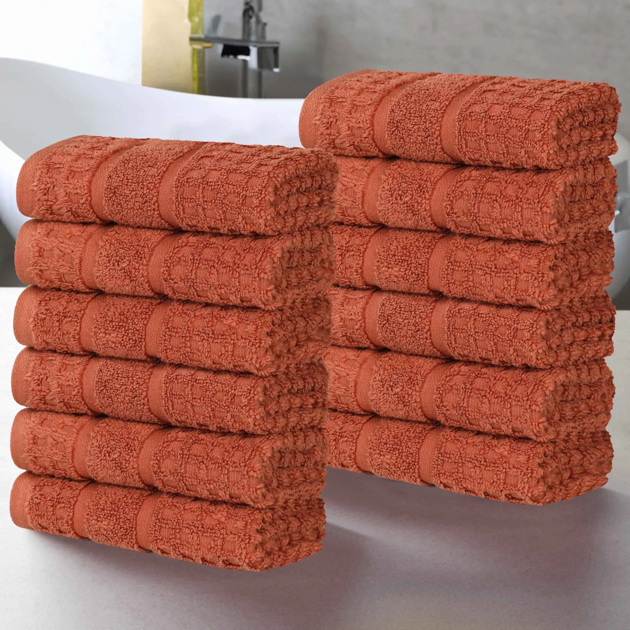 Napa Zero-Twist Cotton Waffle Face Towel Set 12 Piece - Towel Set by Superior Brand