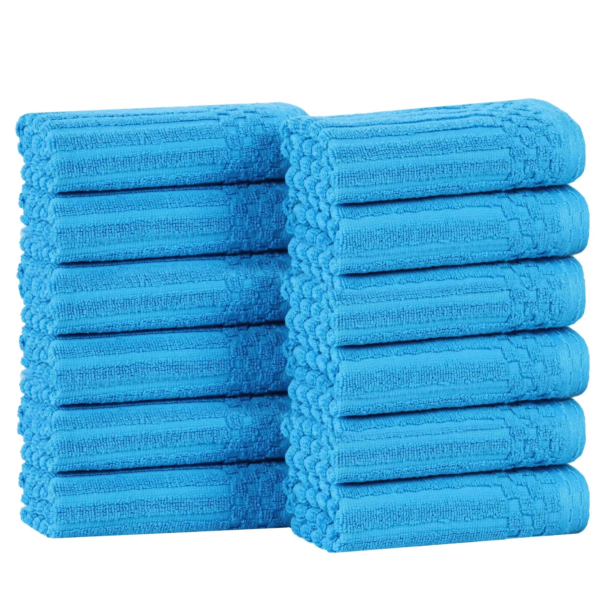 Cotton Ribbed Textured Face Towel Set 12-Piece - Soho - Face Towel by Superior Brand