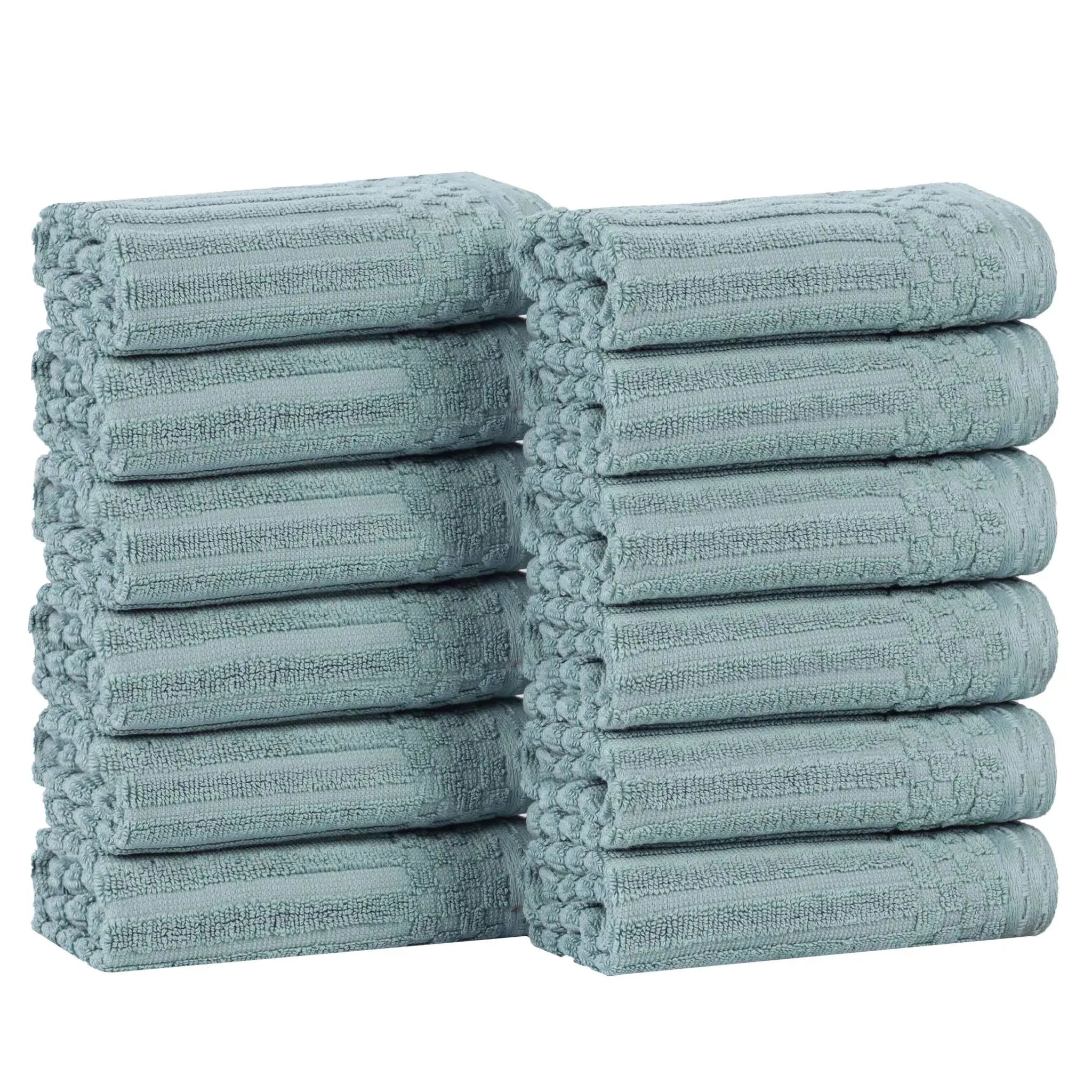Cotton Ribbed Textured Face Towel Set 12-Piece - Soho - Face Towel by Superior Brand
