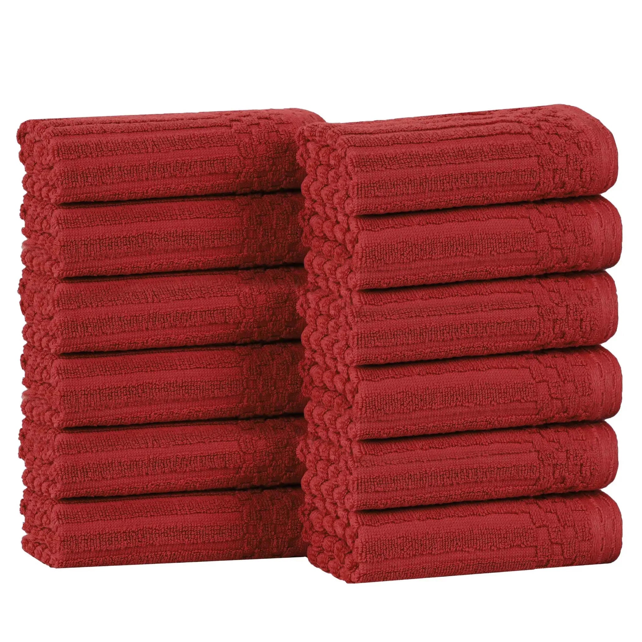 Cotton Ribbed Textured Face Towel Set 12-Piece - Soho - Face Towel by Superior Brand