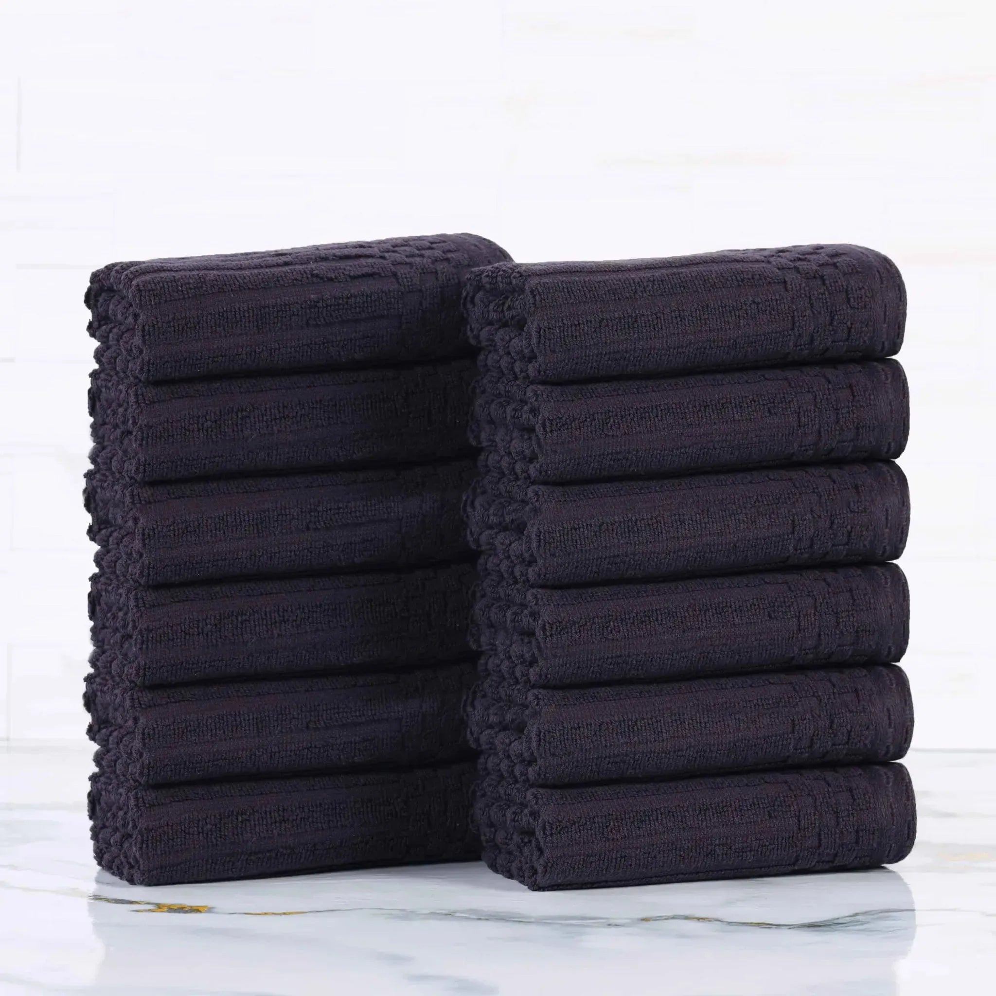 Cotton Ribbed Textured Face Towel Set 12-Piece - Soho - Face Towel by Superior Brand