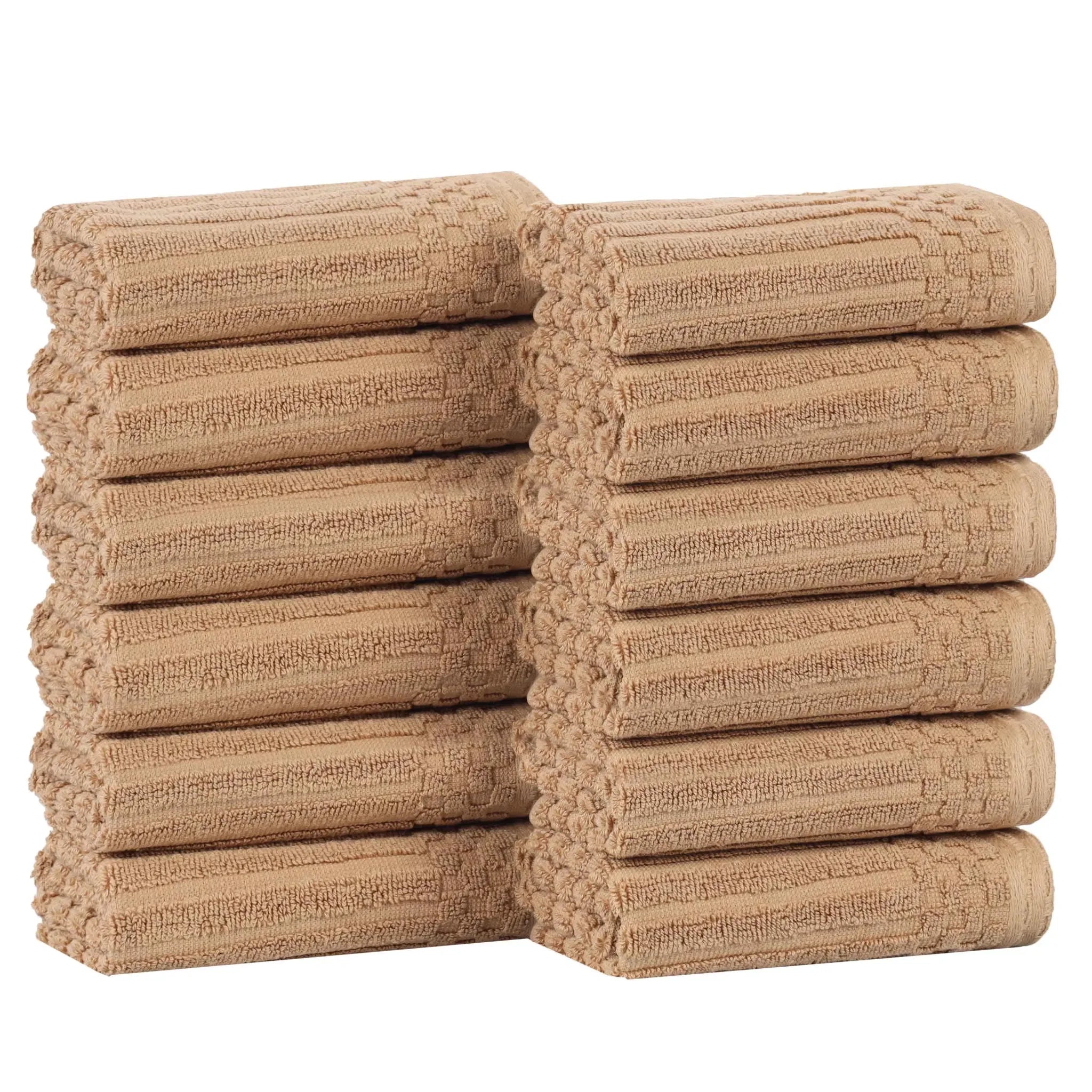 Cotton Ribbed Textured Face Towel Set 12-Piece - Soho - Face Towel by Superior Brand