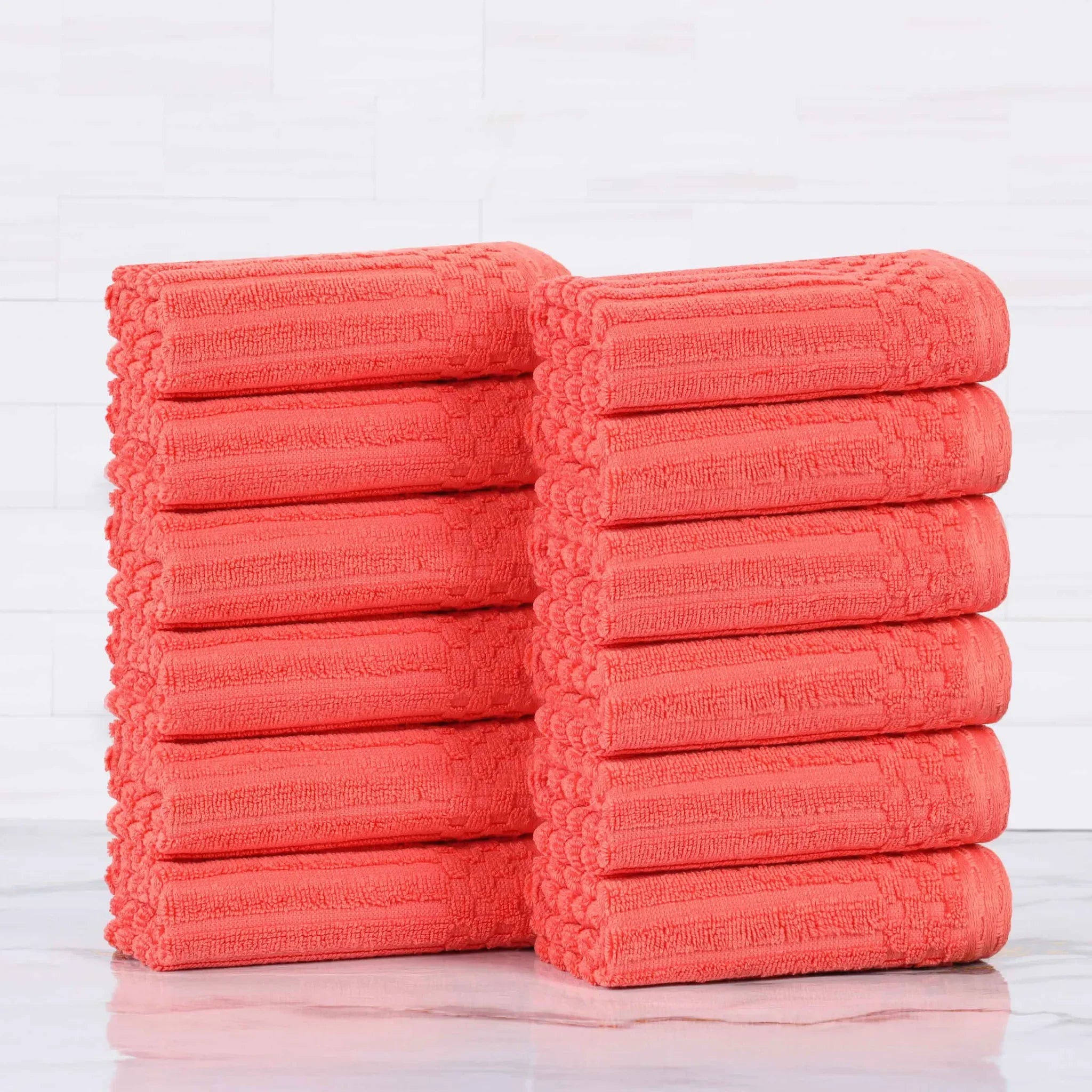 Cotton Ribbed Textured Face Towel Set 12-Piece - Soho - Face Towel by Superior Brand
