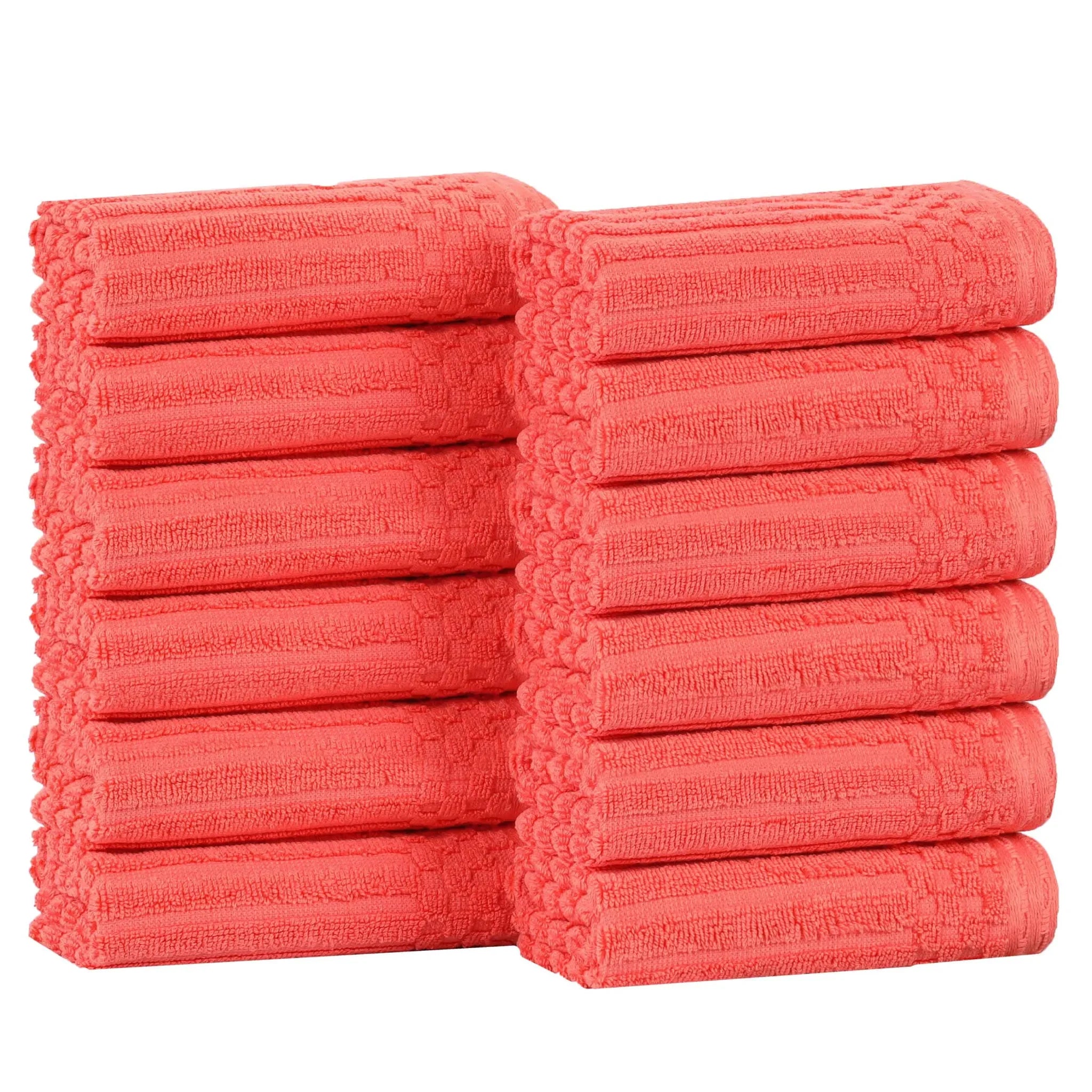 Cotton Ribbed Textured Face Towel Set 12-Piece - Soho - Face Towel by Superior Brand