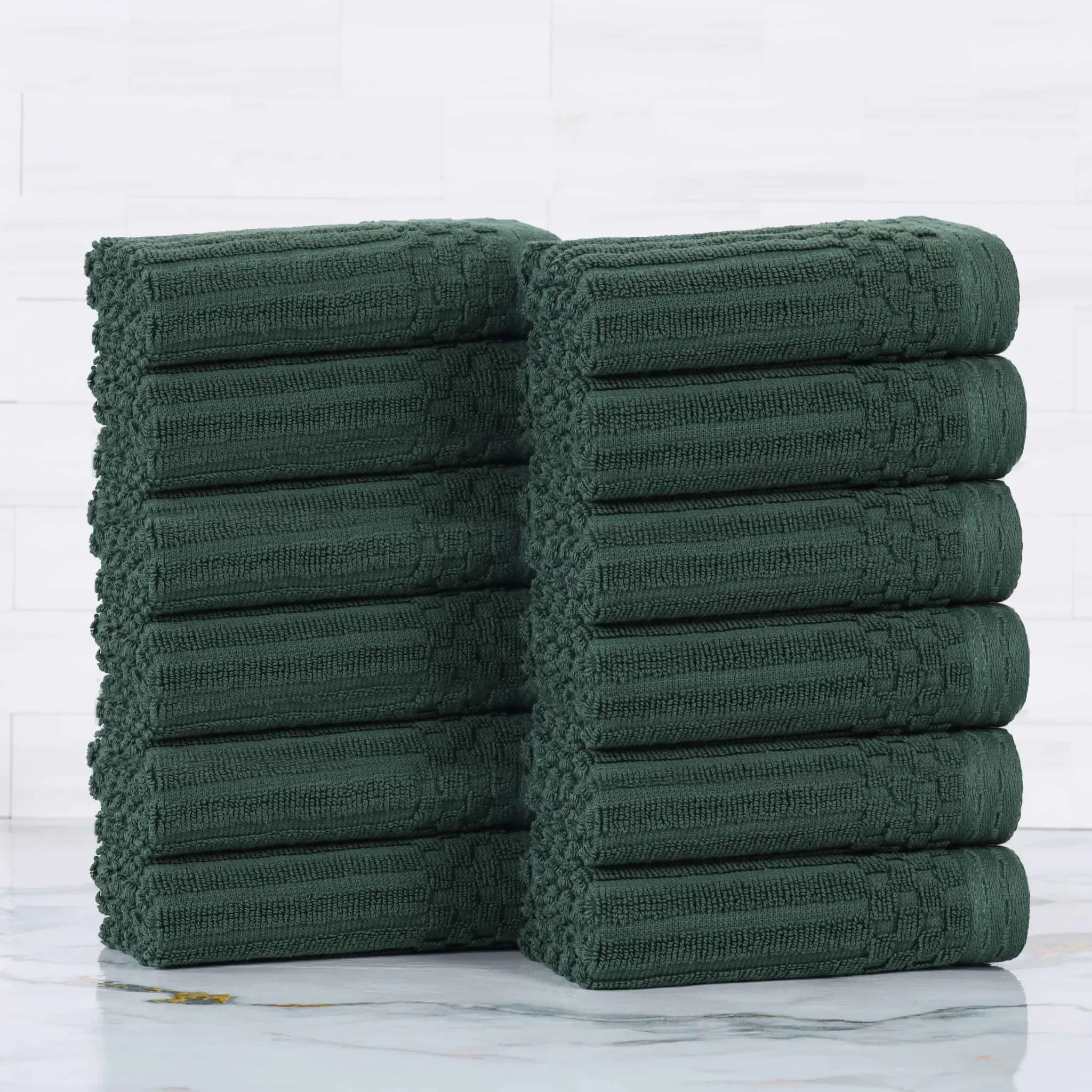 Cotton Ribbed Textured Face Towel Set 12-Piece - Soho - Face Towel by Superior Brand