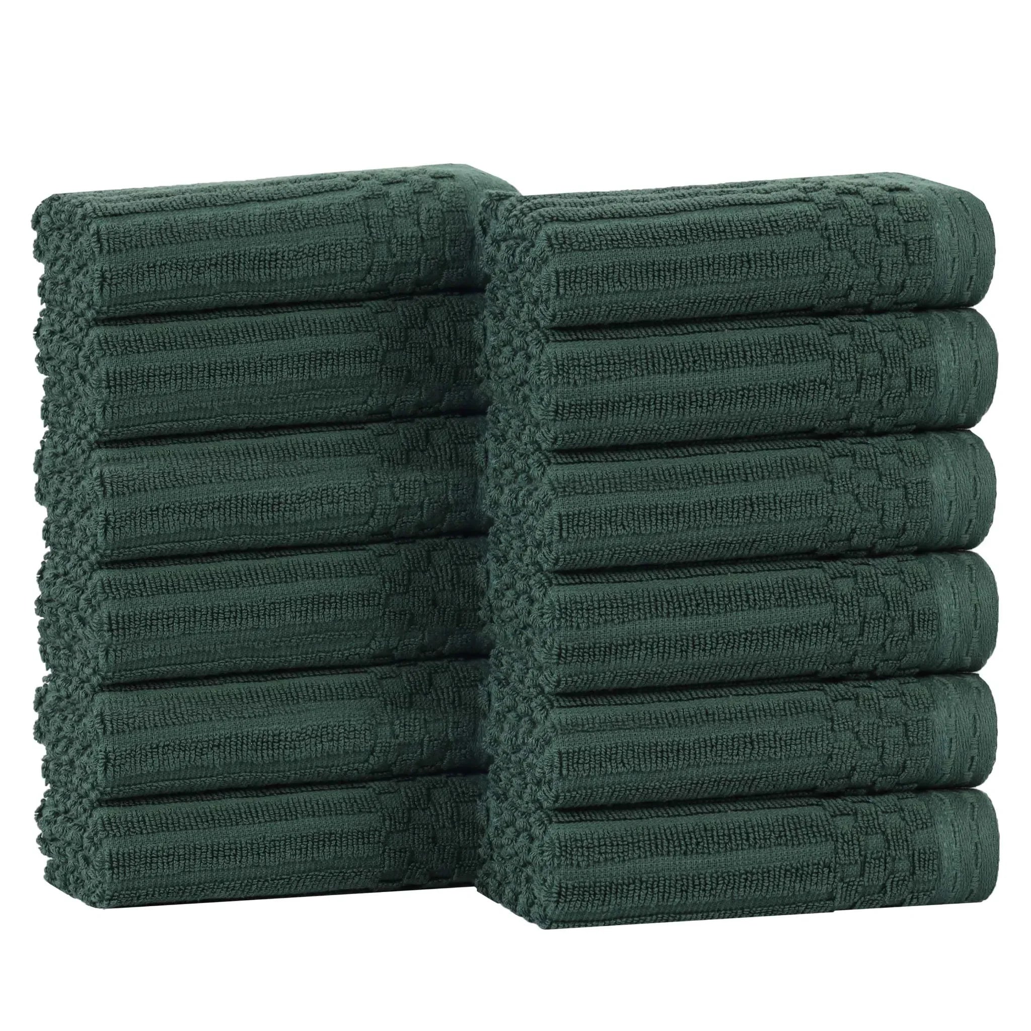 Cotton Ribbed Textured Face Towel Set 12-Piece - Soho - Face Towel by Superior Brand