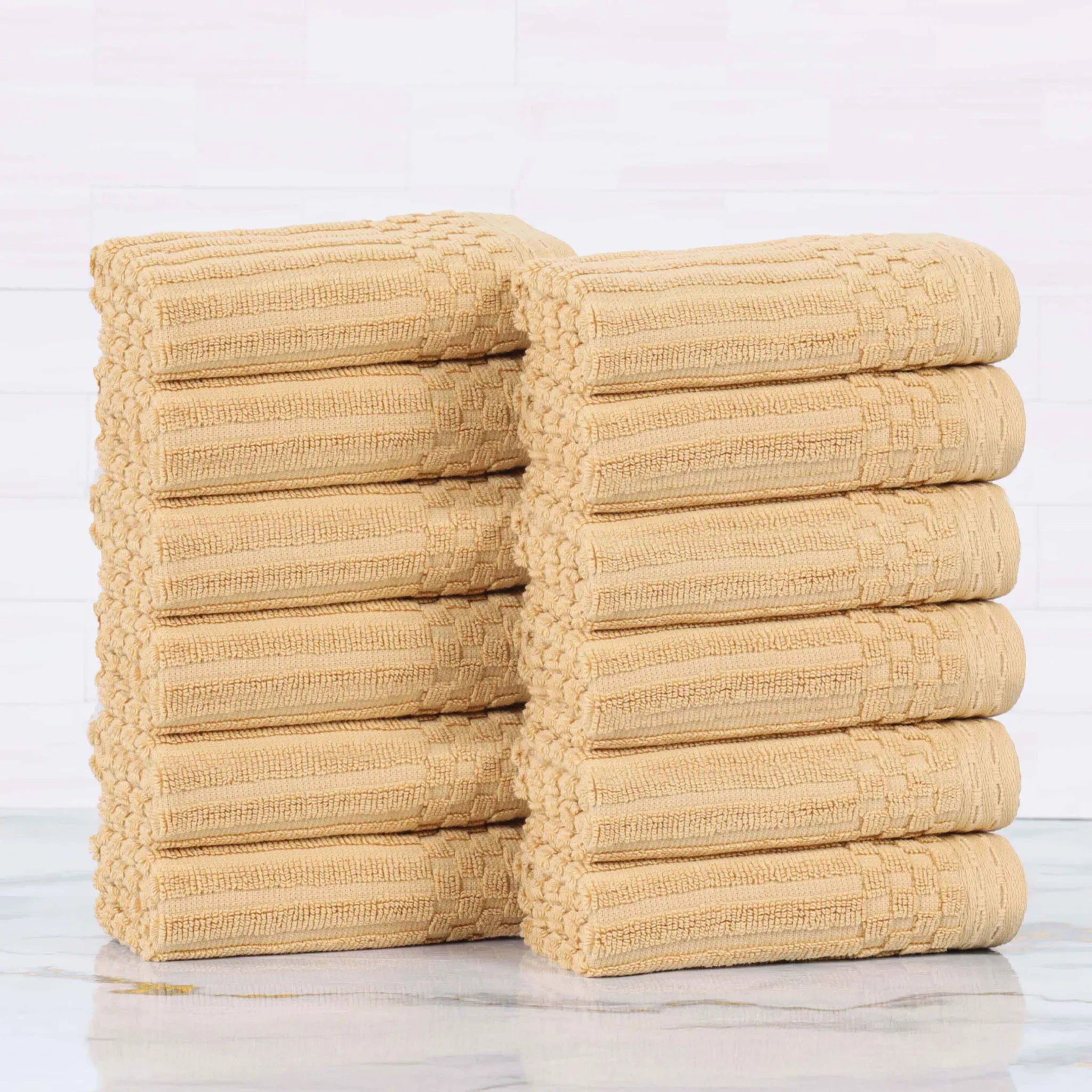 Cotton Ribbed Textured Face Towel Set 12-Piece - Soho - Face Towel by Superior Brand