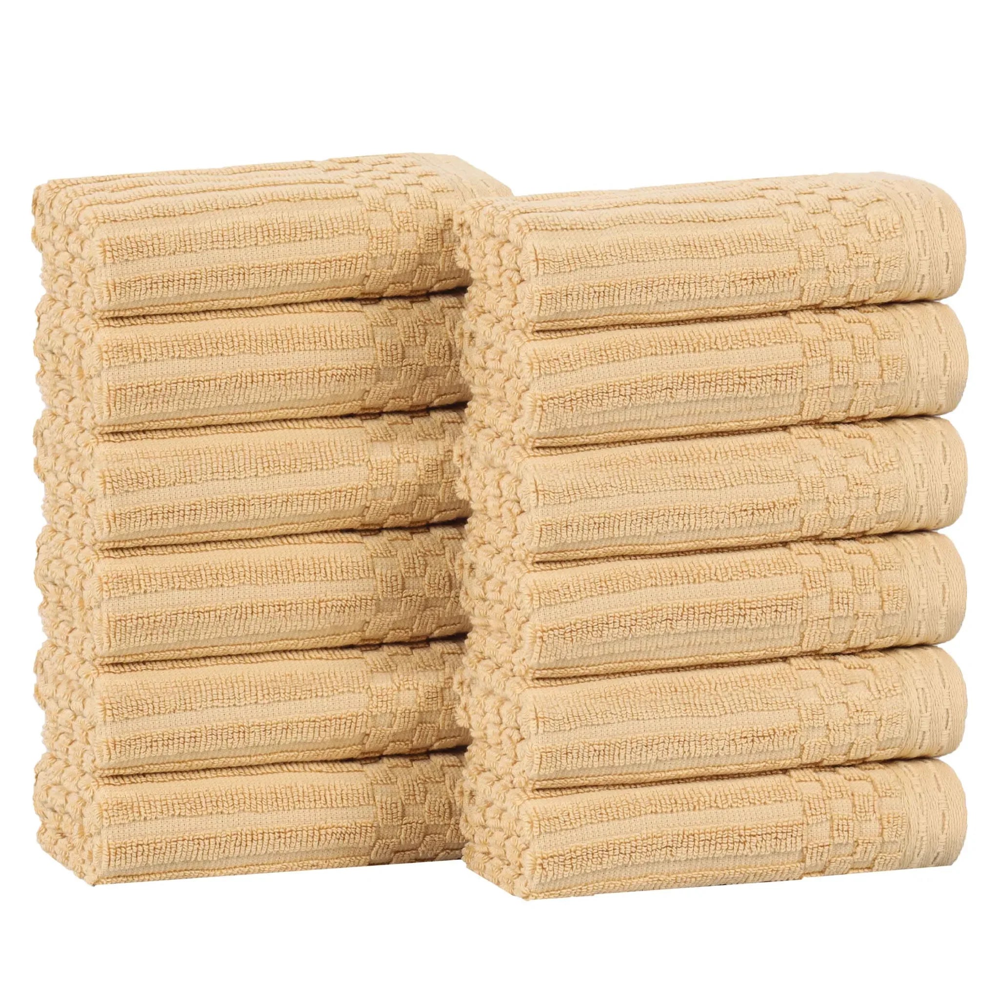 Cotton Ribbed Textured Face Towel Set 12-Piece - Soho - Face Towel by Superior Brand
