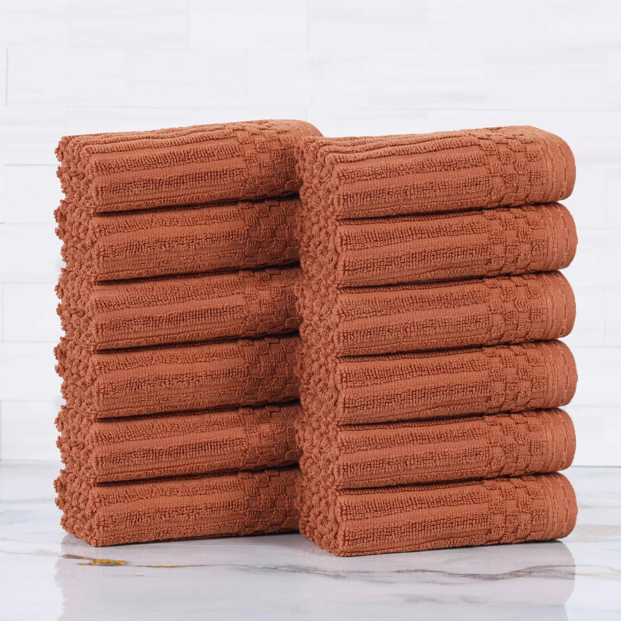 Cotton Ribbed Textured Face Towel Set 12-Piece - Soho - Face Towel by Superior Brand