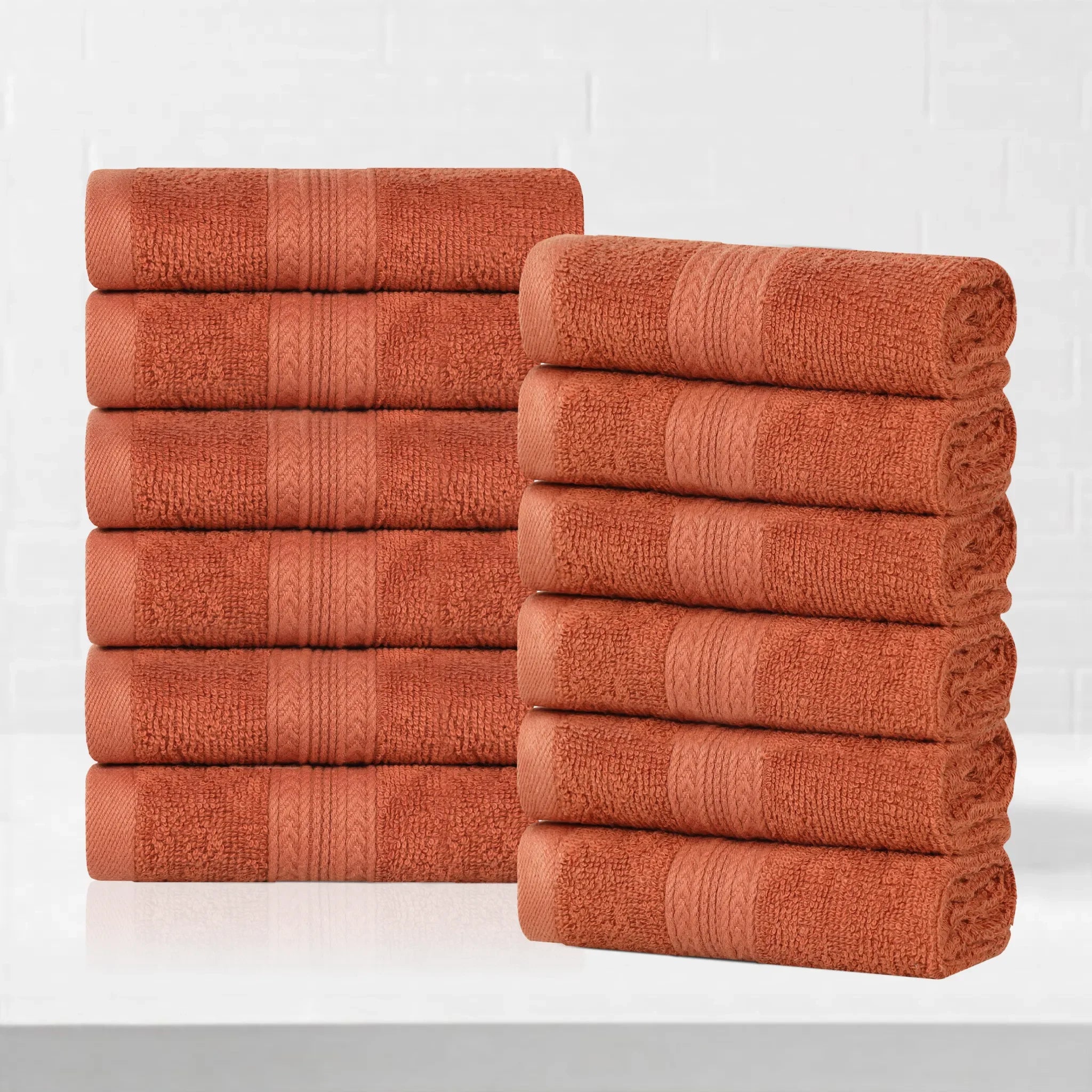 Eco-Friendly Ring-Spun Cotton 12-Piece Face Towel/Washcloth Set - Face Towel by Superior Brand