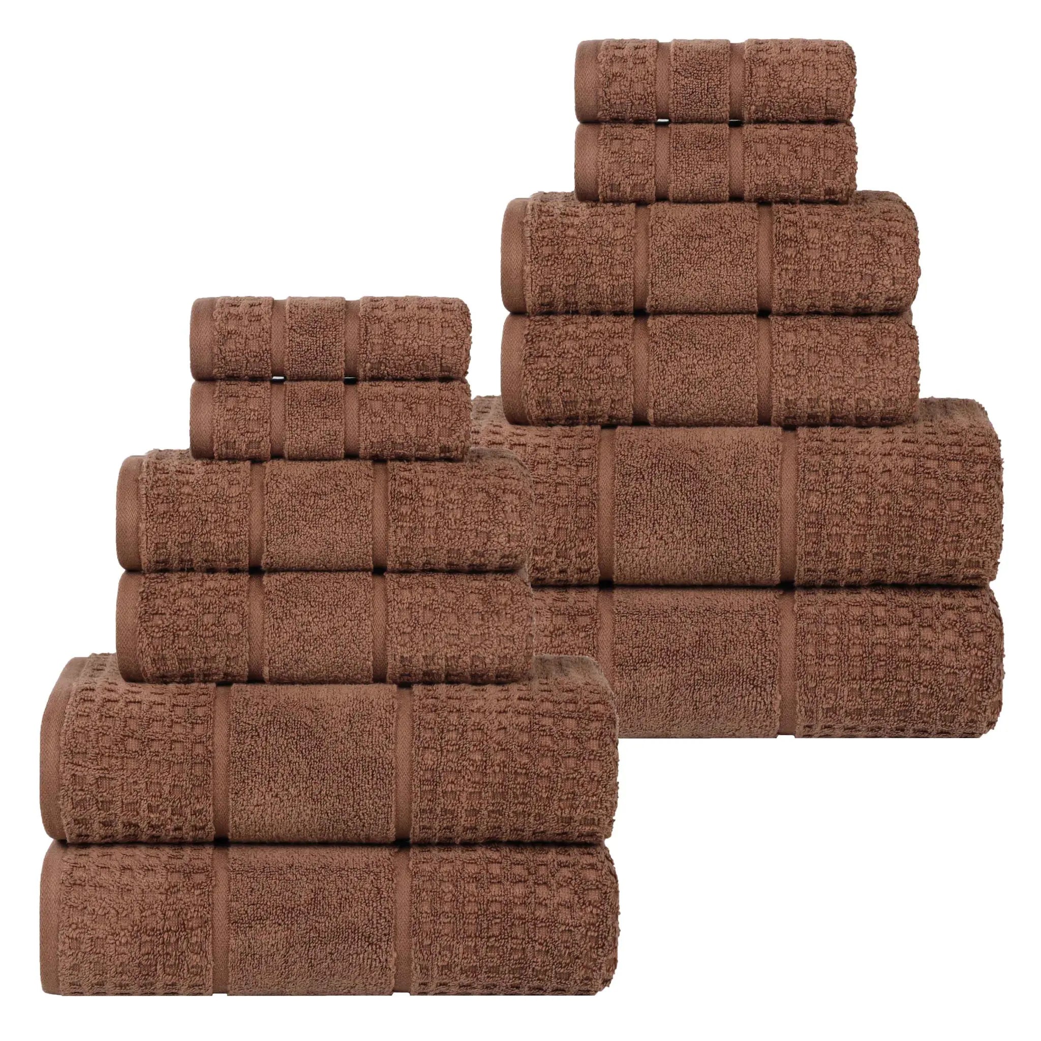 Zero Twist Cotton Waffle Towel Set 12-Piece - Napa - Towel Set by Superior Brand