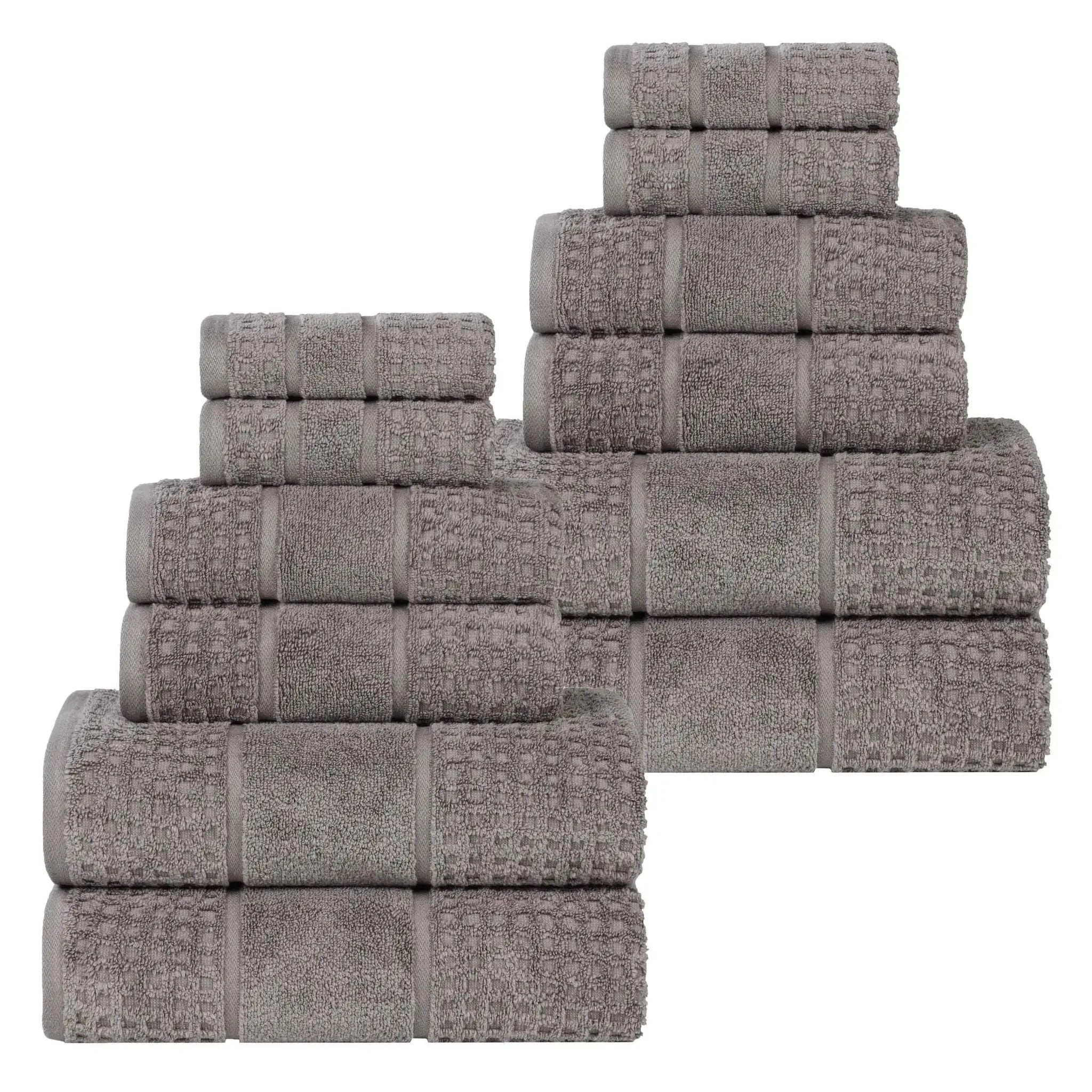 Zero Twist Cotton Waffle Towel Set 12-Piece - Napa - Towel Set by Superior Brand
