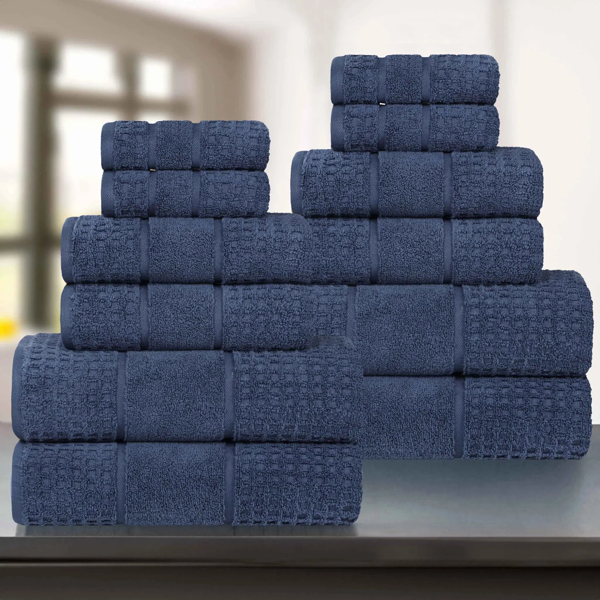 Zero Twist Cotton Waffle Towel Set 12-Piece - Napa - Towel Set by Superior Brand