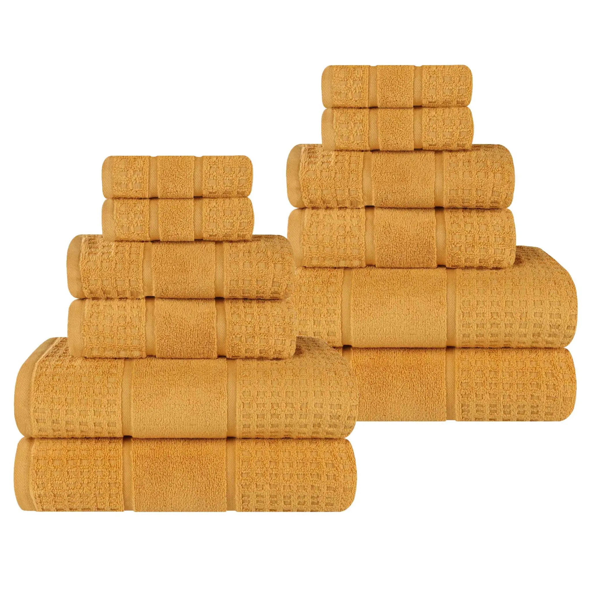Zero Twist Cotton Waffle Towel Set 12-Piece - Napa - Towel Set by Superior Brand
