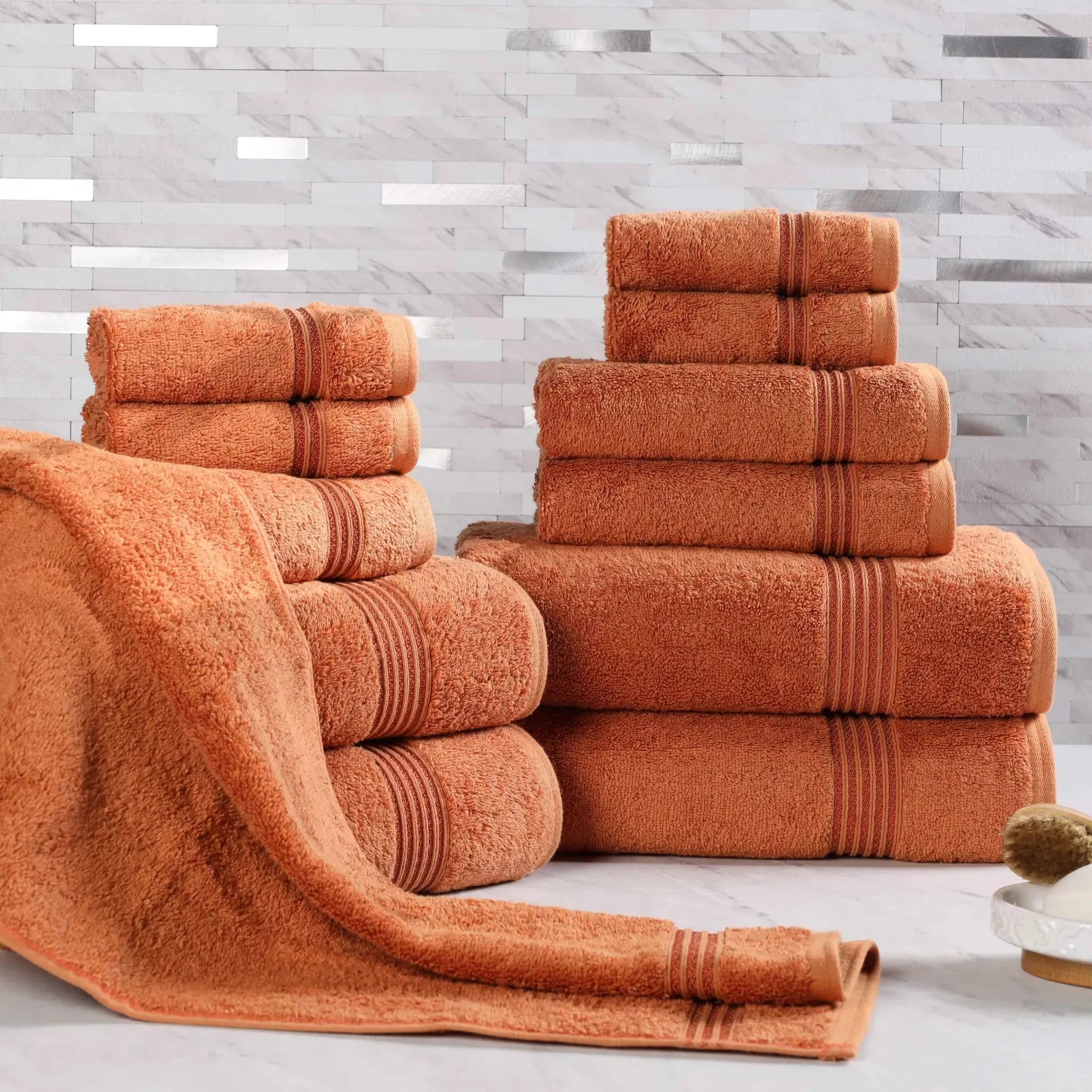 Egyptian Cotton Heritage Plush Towel Set 12 Piece - Egyptian Cotton Towel Set by Superior Brand