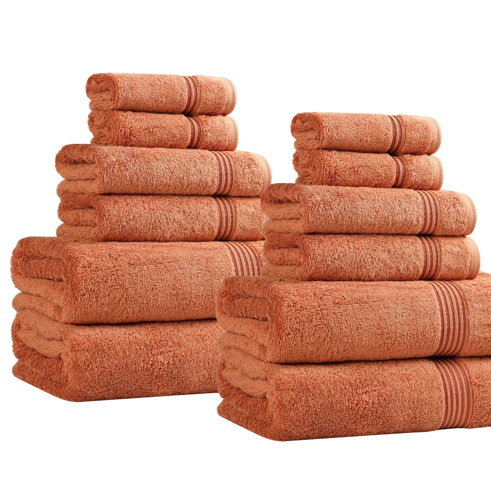 Egyptian Cotton Heritage Plush Towel Set 12 Piece - Egyptian Cotton Towel Set by Superior Brand