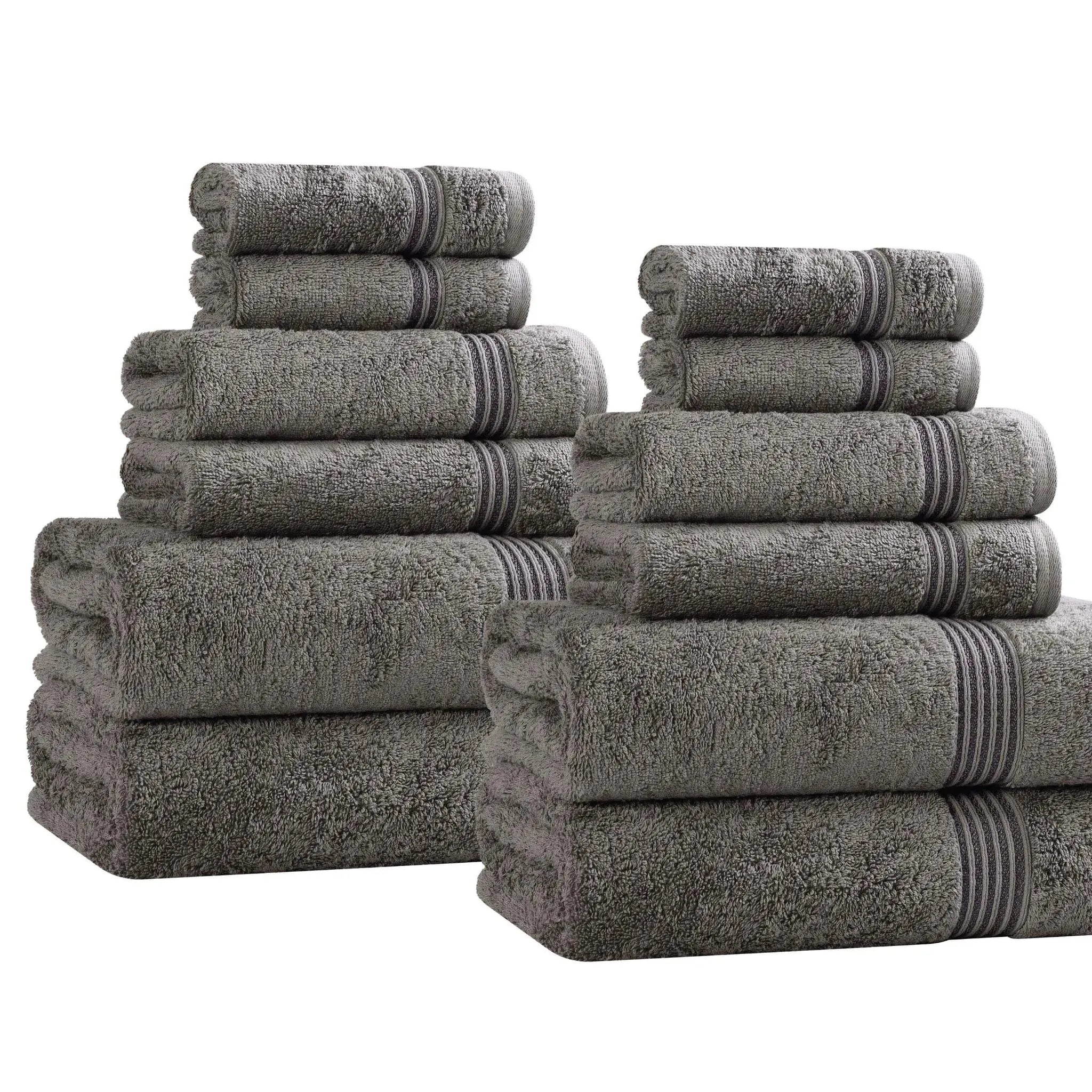 Egyptian Cotton Heritage Plush Towel Set 12 Piece - Egyptian Cotton Towel Set by Superior Brand