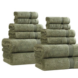 Egyptian Cotton Heritage Plush Towel Set 12 Piece - Egyptian Cotton Towel Set by Superior Brand