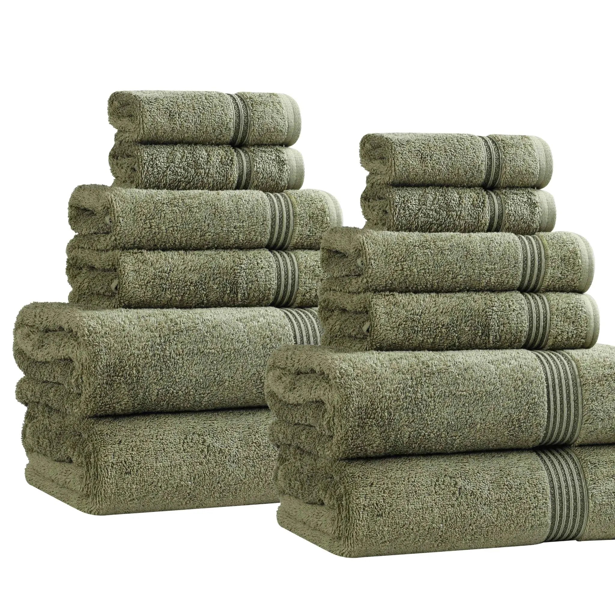 Egyptian Cotton Heritage Plush Towel Set 12 Piece - Egyptian Cotton Towel Set by Superior Brand