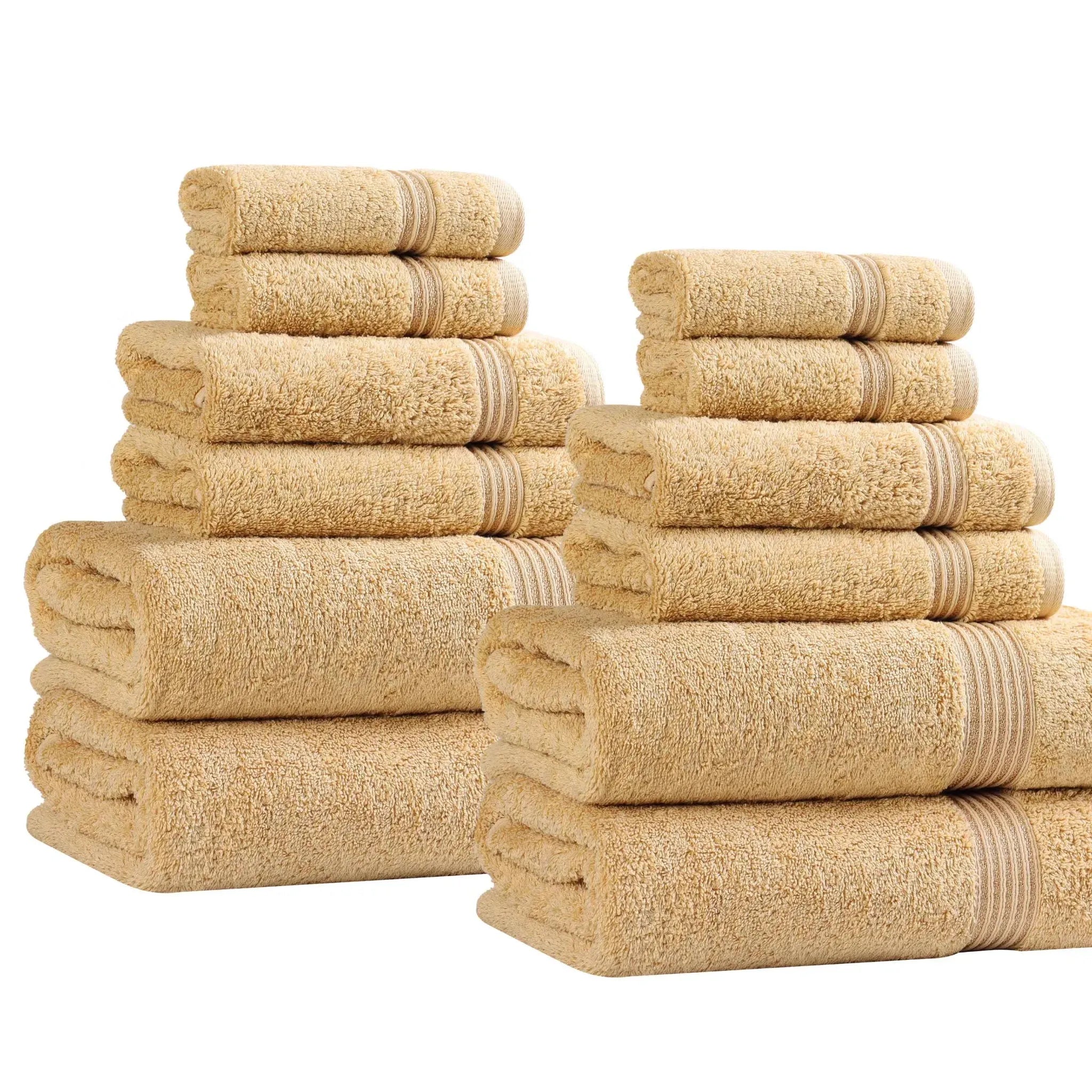 Egyptian Cotton Heritage Plush Towel Set 12 Piece - Egyptian Cotton Towel Set by Superior Brand