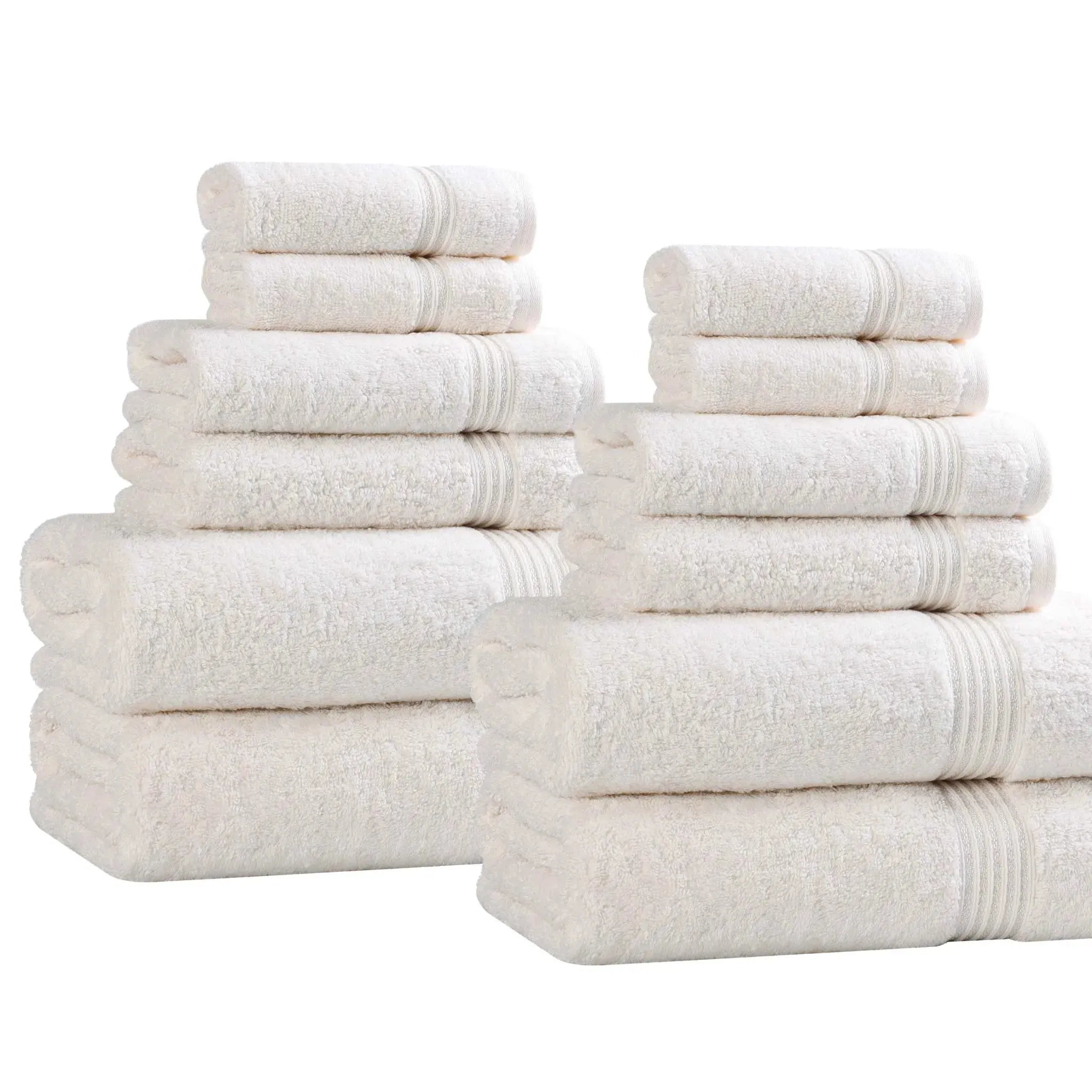Egyptian Cotton Heritage Plush Towel Set 12 Piece - Egyptian Cotton Towel Set by Superior Brand