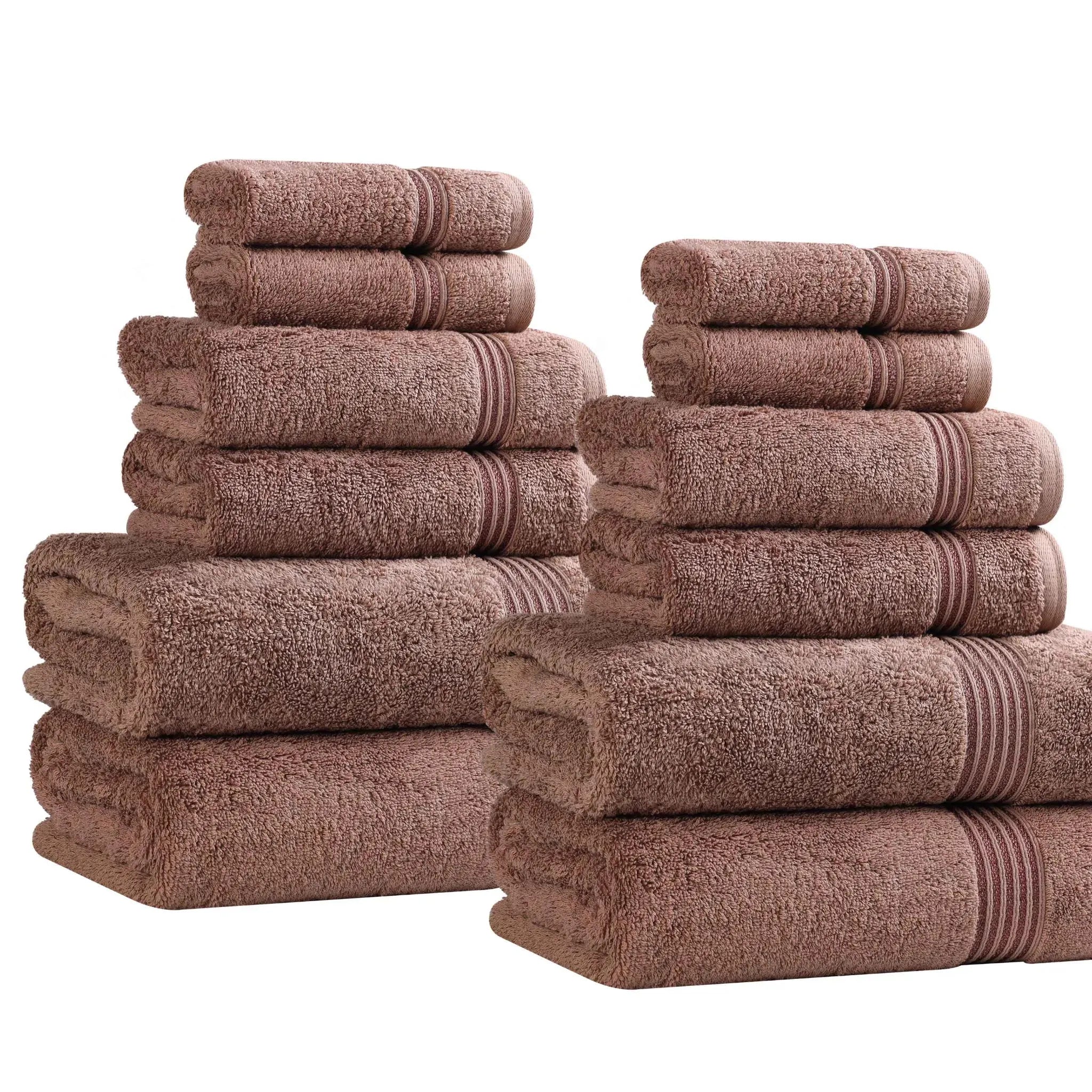 Egyptian Cotton Heritage Plush Towel Set 12 Piece - Egyptian Cotton Towel Set by Superior Brand