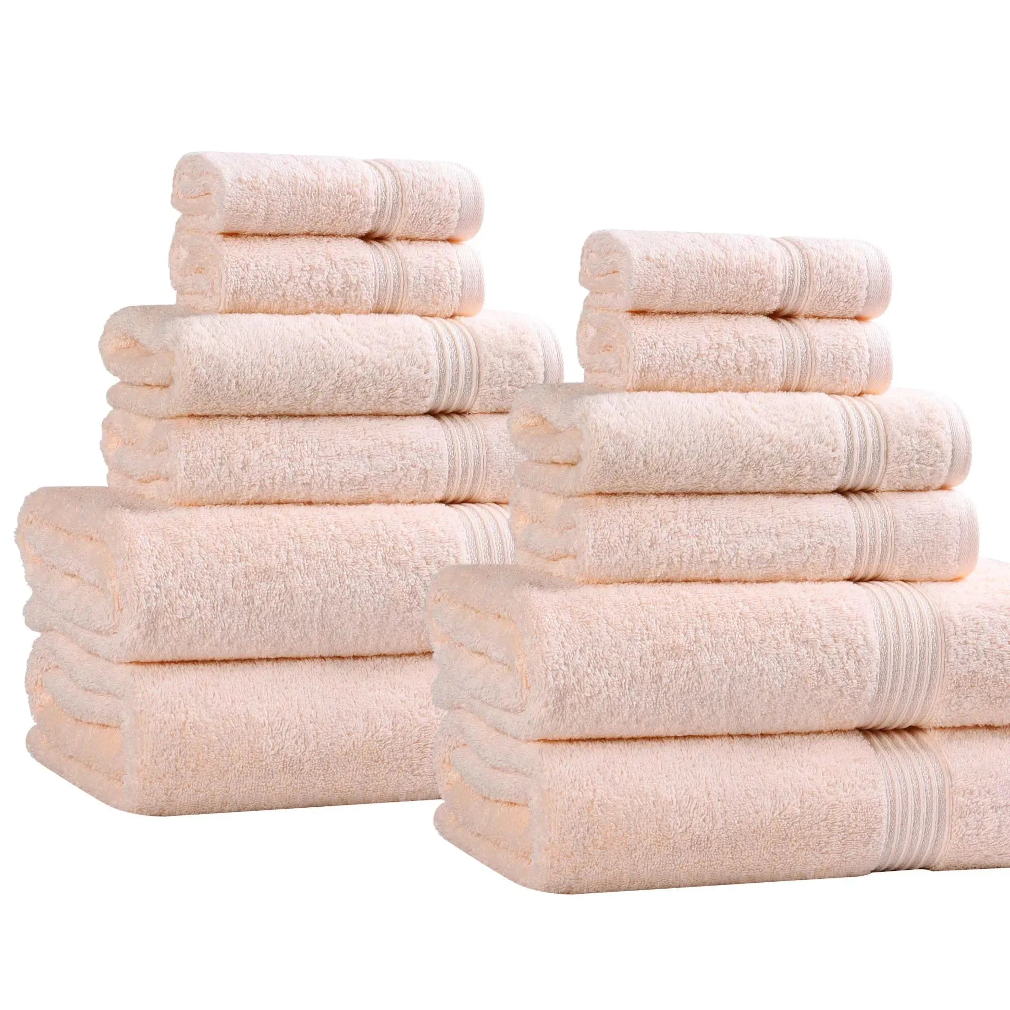 Egyptian Cotton Heritage Plush Towel Set 12 Piece - Egyptian Cotton Towel Set by Superior Brand