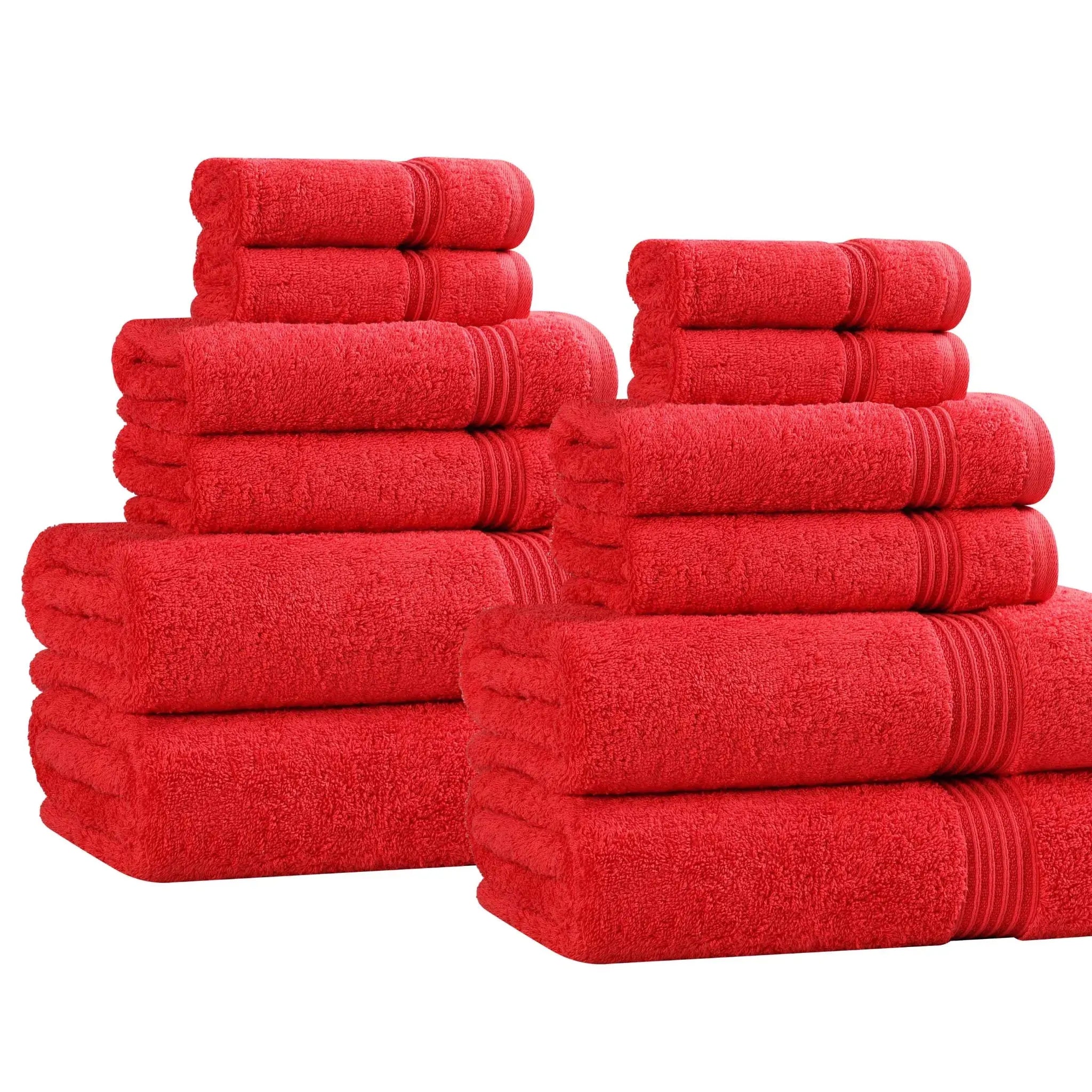Egyptian Cotton Heritage Plush Towel Set 12 Piece - Egyptian Cotton Towel Set by Superior Brand