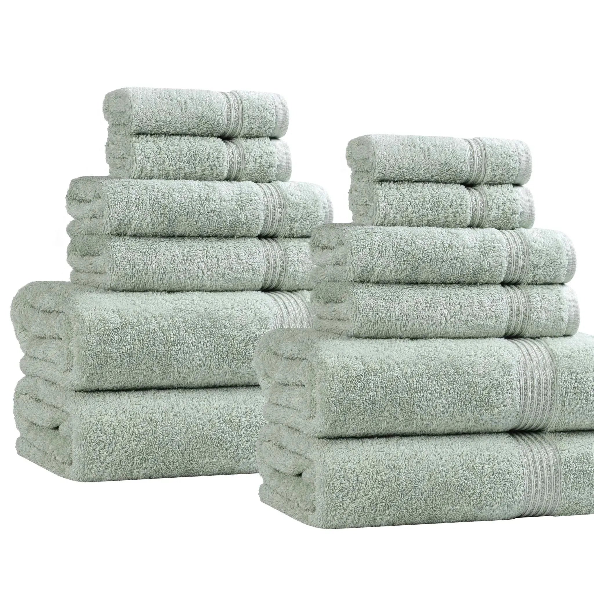 Egyptian Cotton Heritage Plush Towel Set 12 Piece - Egyptian Cotton Towel Set by Superior Brand