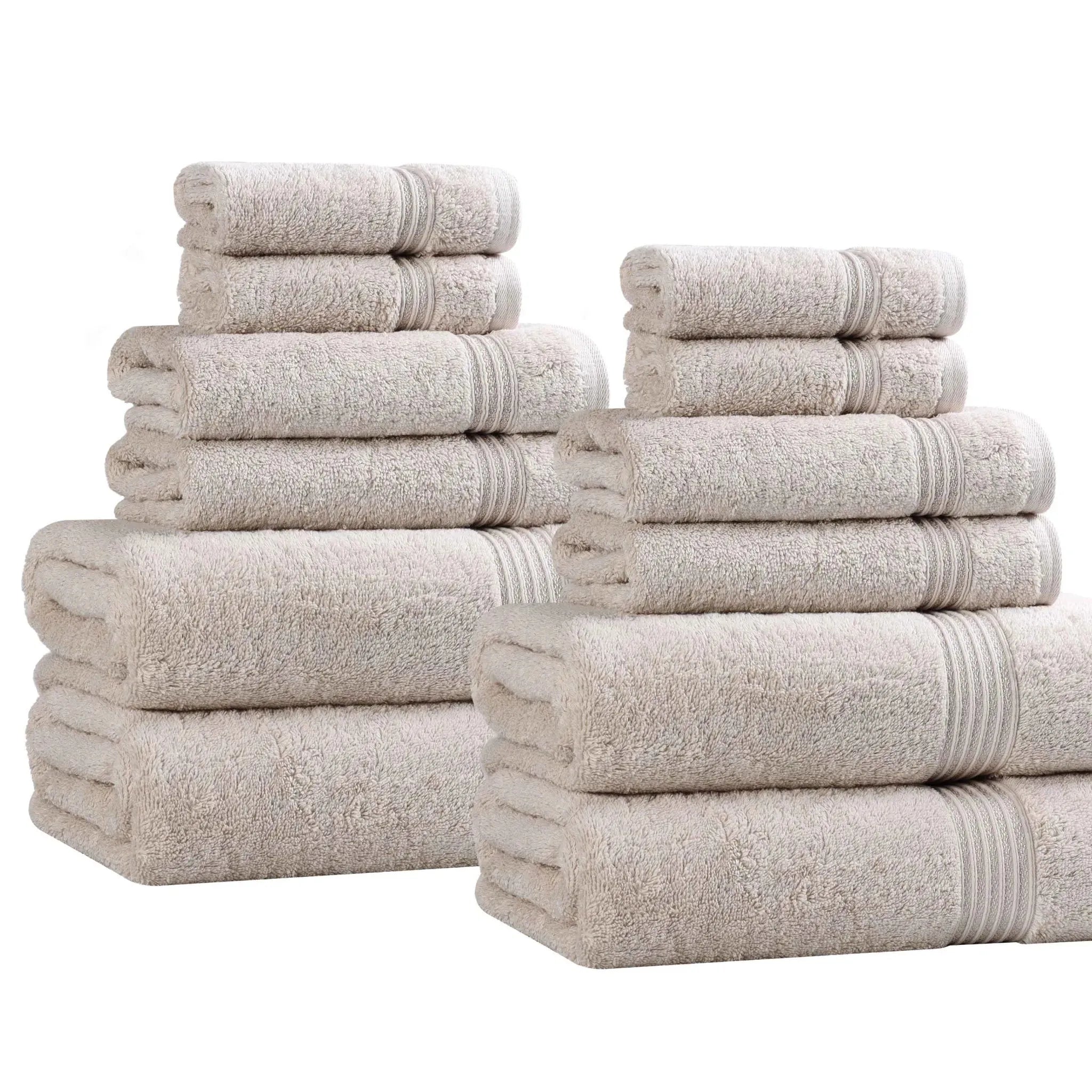 Egyptian Cotton Heritage Plush Towel Set 12 Piece - Egyptian Cotton Towel Set by Superior Brand