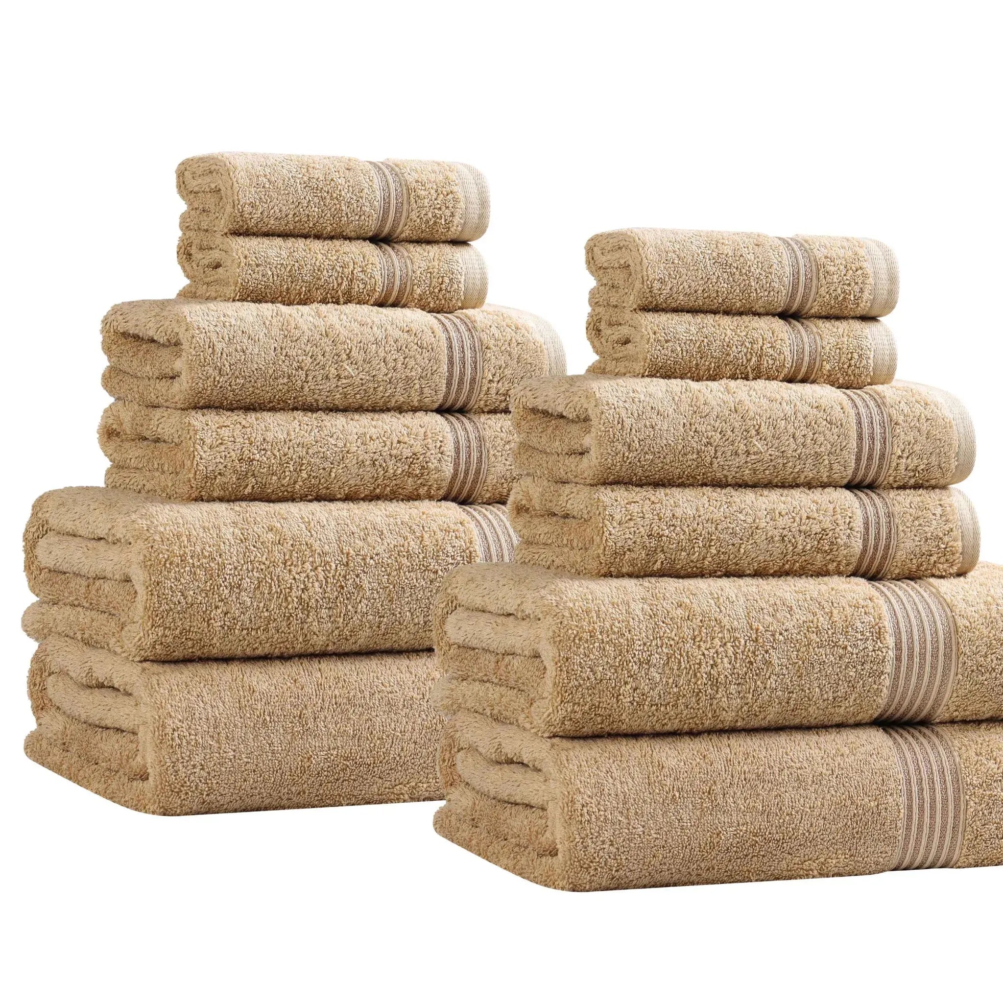 Egyptian Cotton Heritage Plush Towel Set 12 Piece - Egyptian Cotton Towel Set by Superior Brand