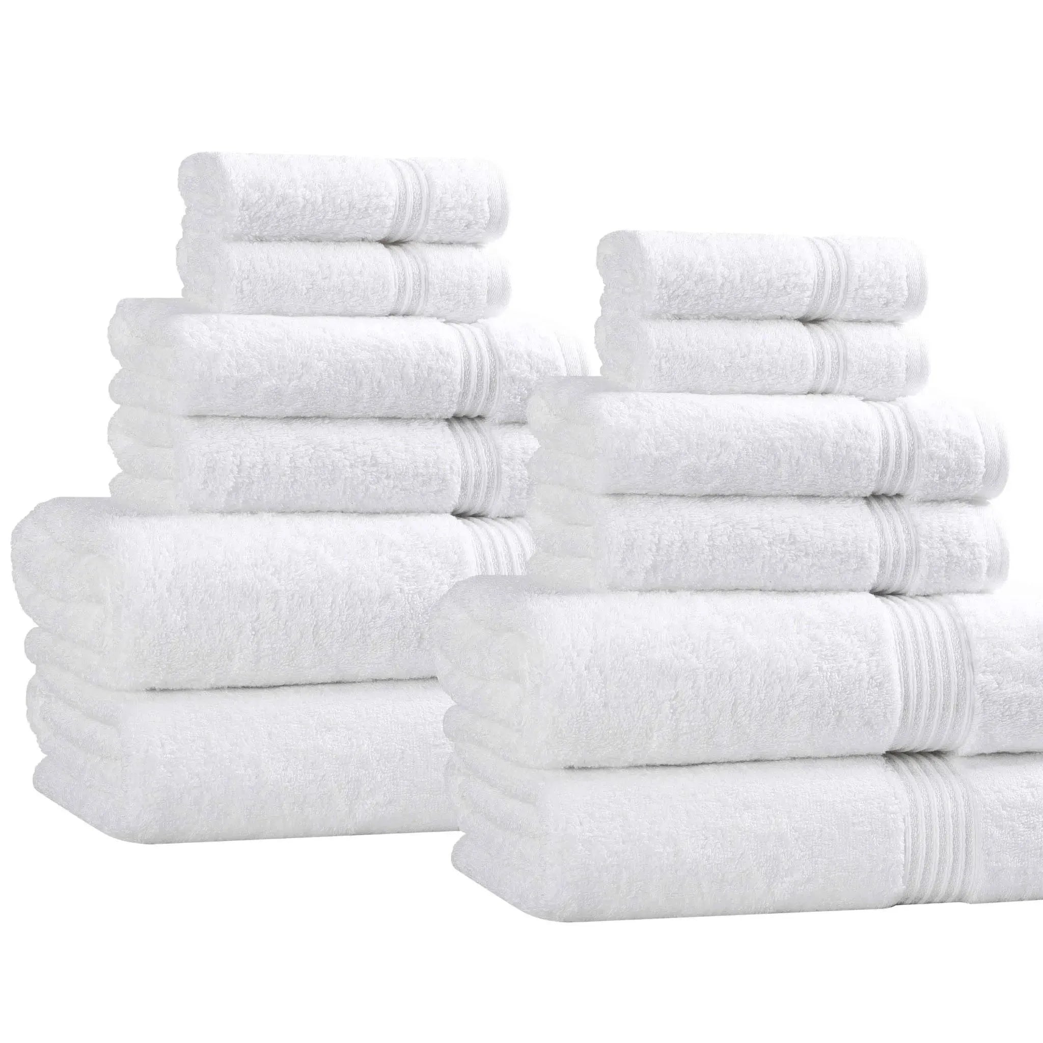 Egyptian Cotton Heritage Plush Towel Set 12 Piece - Egyptian Cotton Towel Set by Superior Brand