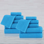 Soho Ribbed Cotton Absorbent Medium Weight 12 Piece Towel Set - Towel Set by Superior Brand